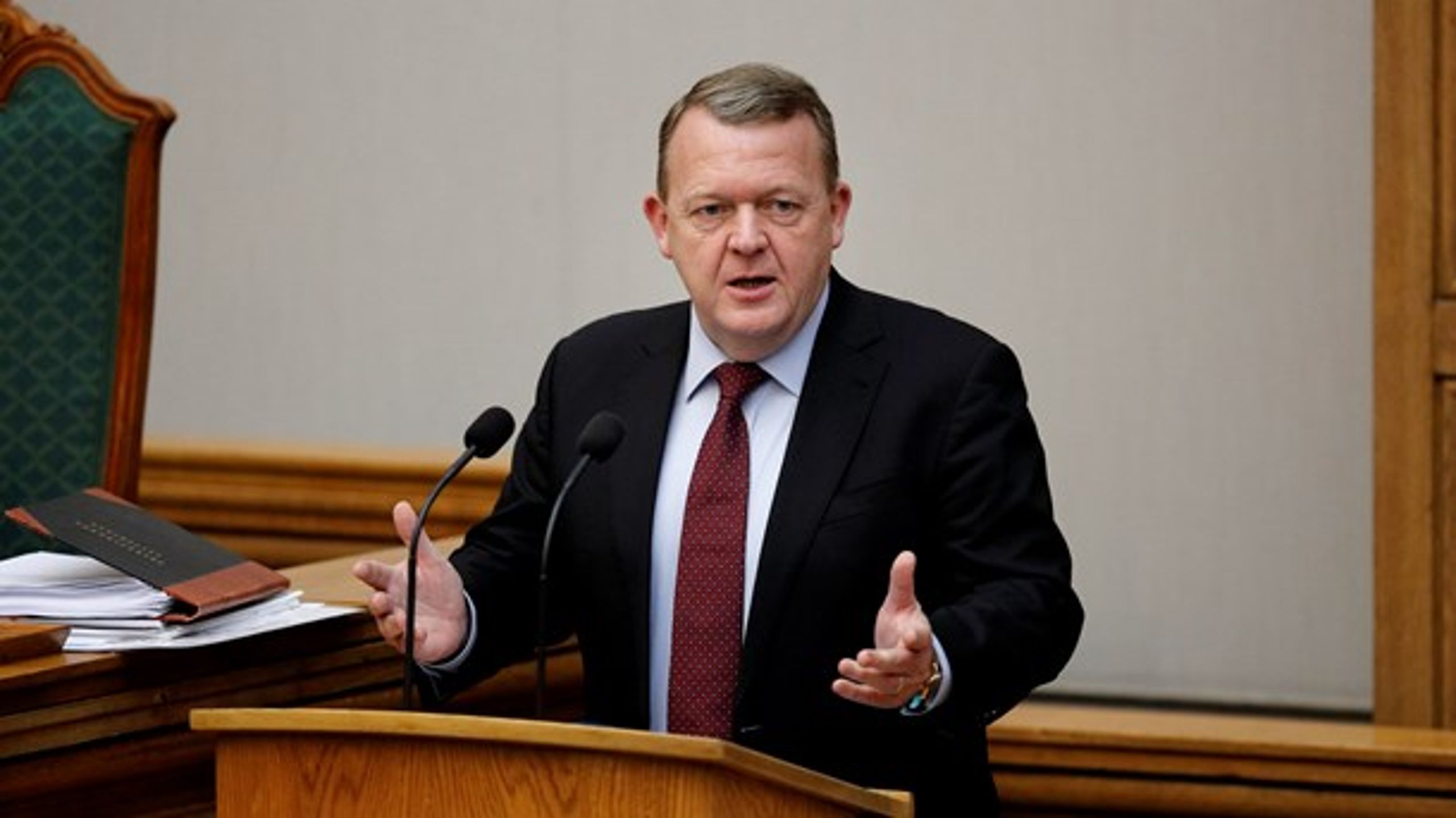 Statsminister Lars Løkke Rasmussen (V) holder tale ved sidste års folketingsåbning.