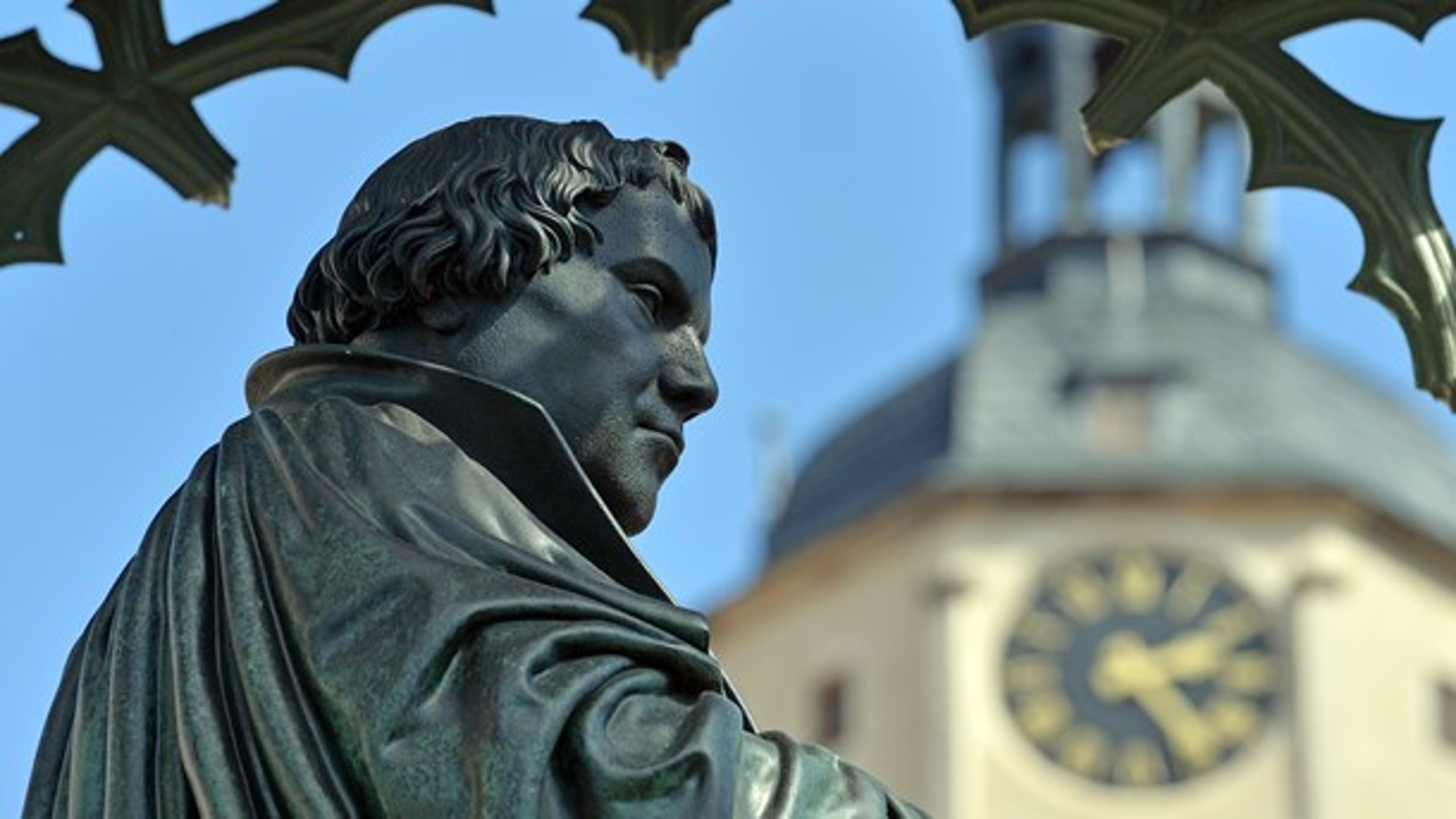 REFORMATOR: Statue af Martin Luther i Wittenberg, Tyskland.