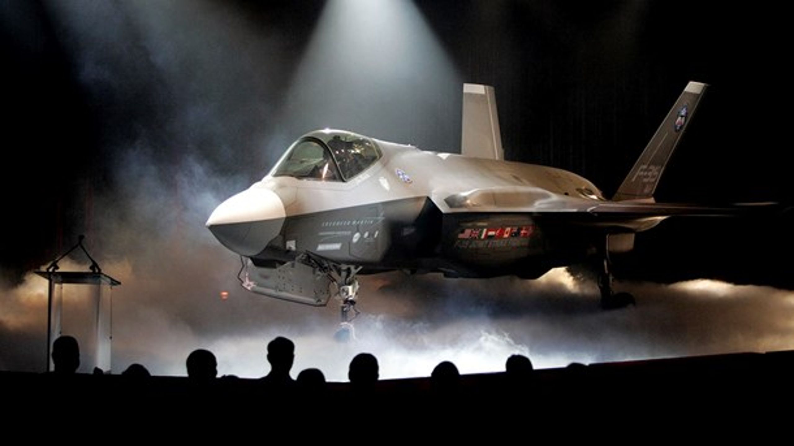 Lockheed Martin F-35 til udstilling. Er investeringer i våben og tobak forenelige med fondes ønsker om at forandre verden til det bedre?<br>