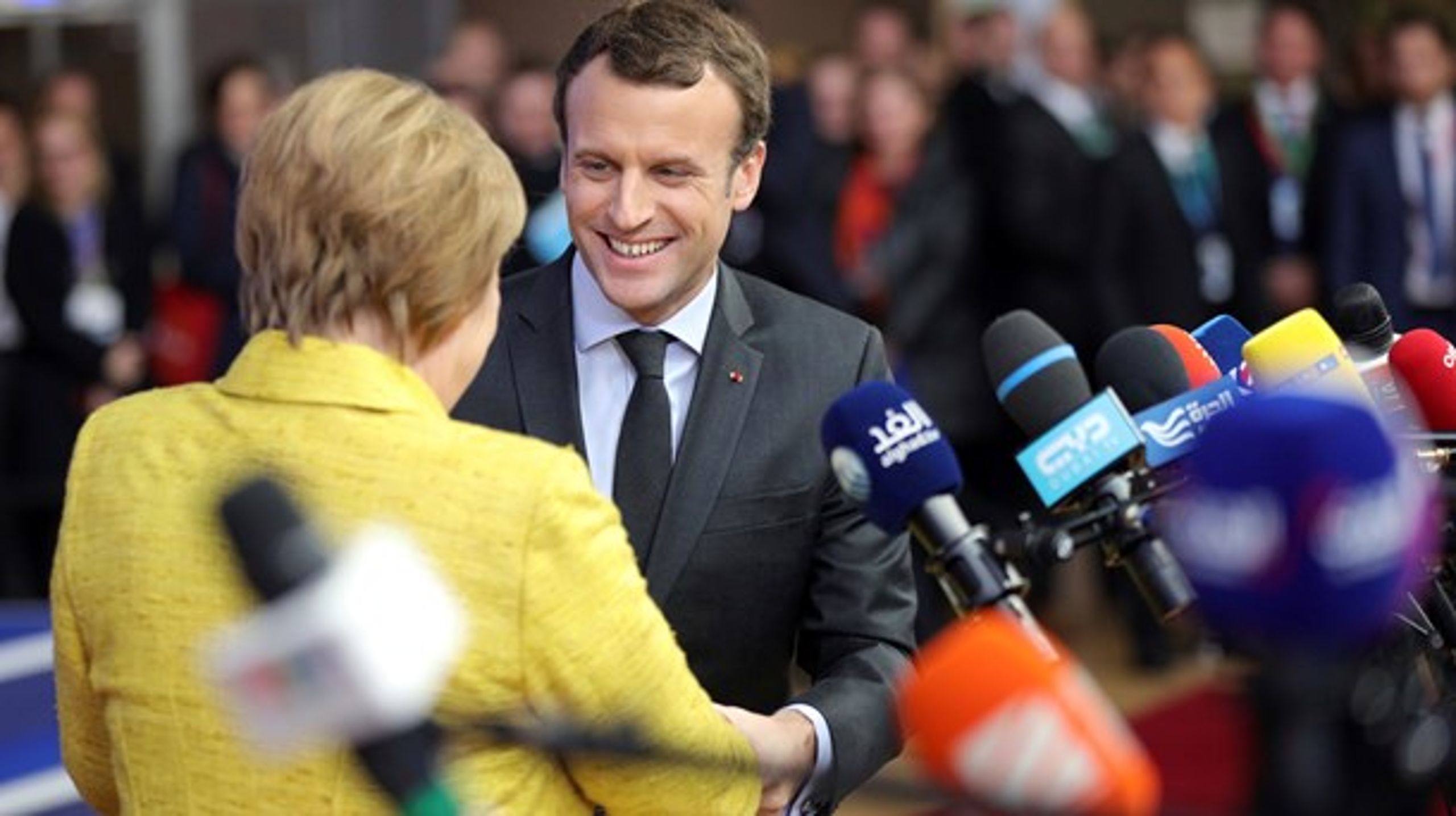 Frankrigs præsident, Emmanuel Macron, og Tysklands kansler, Angela Merkel, mødes ved denne rundes topmøde i Bruxelles.