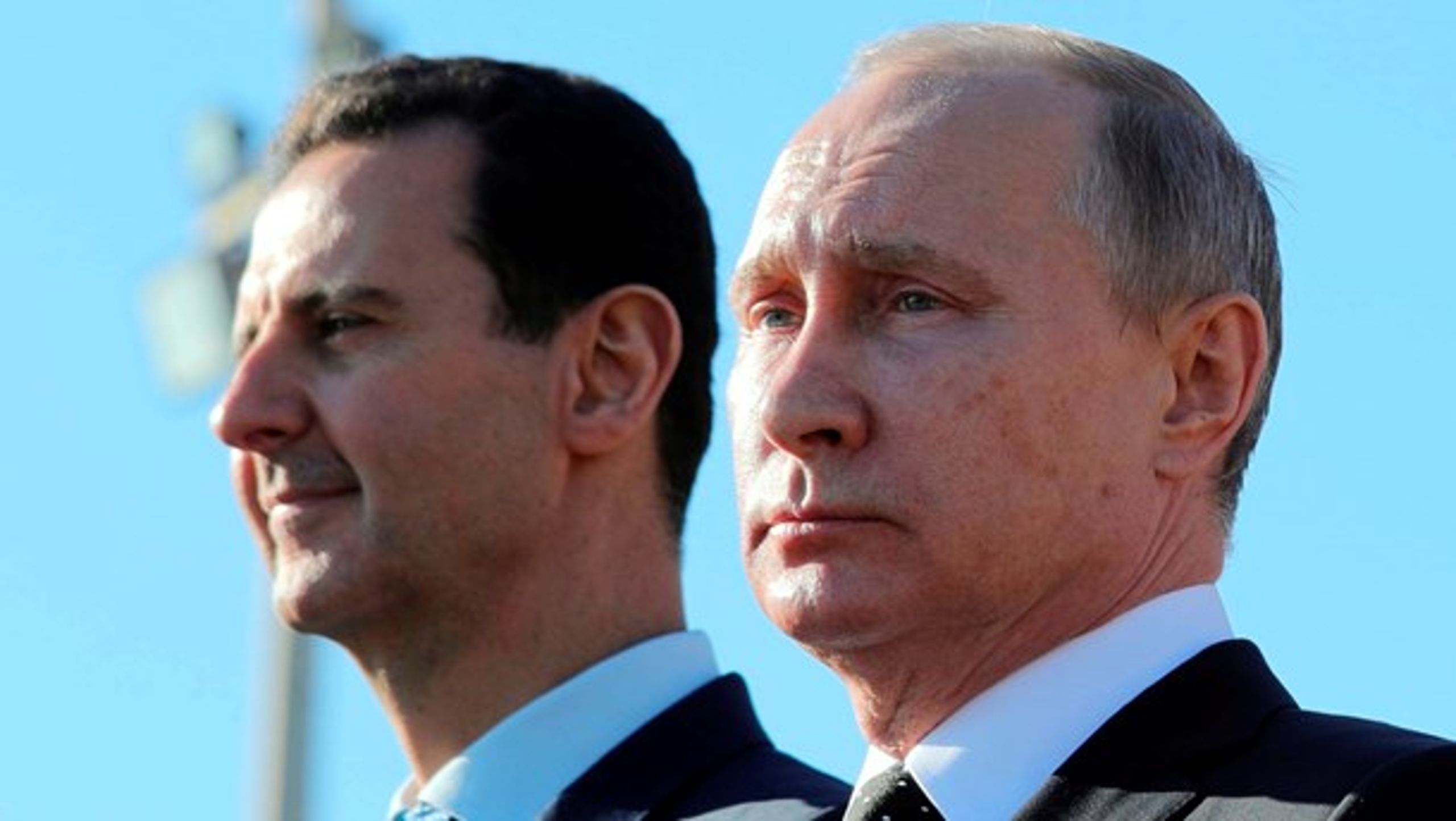 Der vil være uroligt i Syrien i mange år frem, og Rusland kan påvirke en dansk valgkamp. Sådan lyder nogle af forudsigelserne i årets risikovurdering fra Forsvarets Efterretningstjeneste. Her er det Syriens præsident Assad og Ruslands præsident Putin.