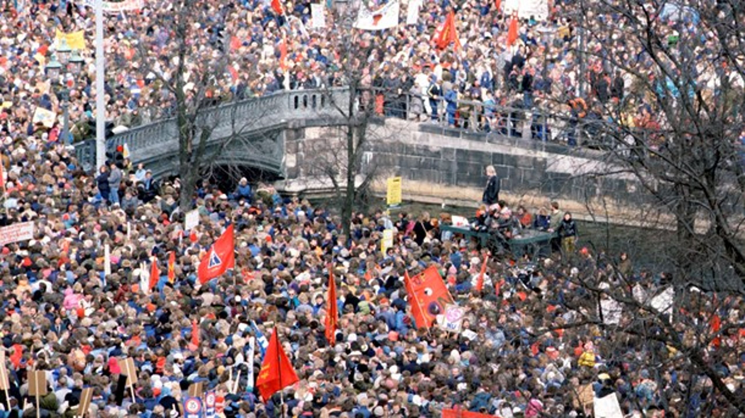 Arkivfoto: Demonstration i forbindelse med storkonflikten i 1998.&nbsp;Er 2018 det nye 1998?