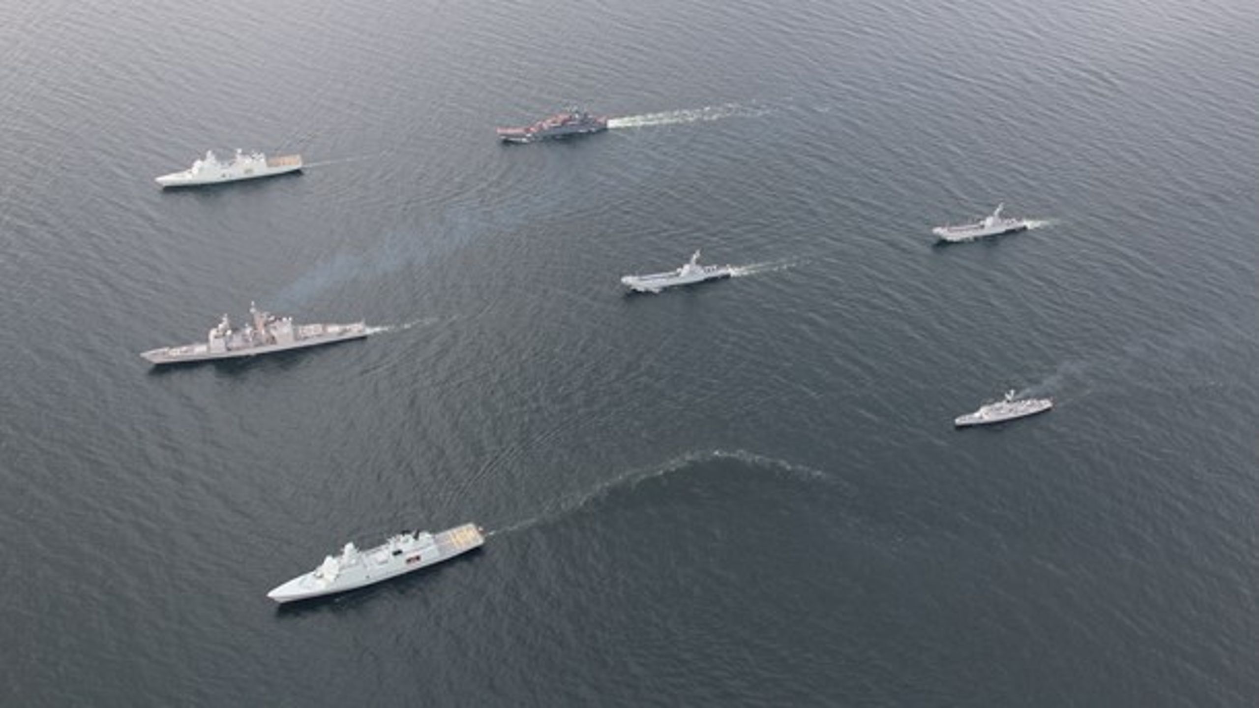 Danske, amerikanske, franske, polske og russiske krigsskibe på øvelse sammen i Østersøen i 2012. De tider er forbi nu.