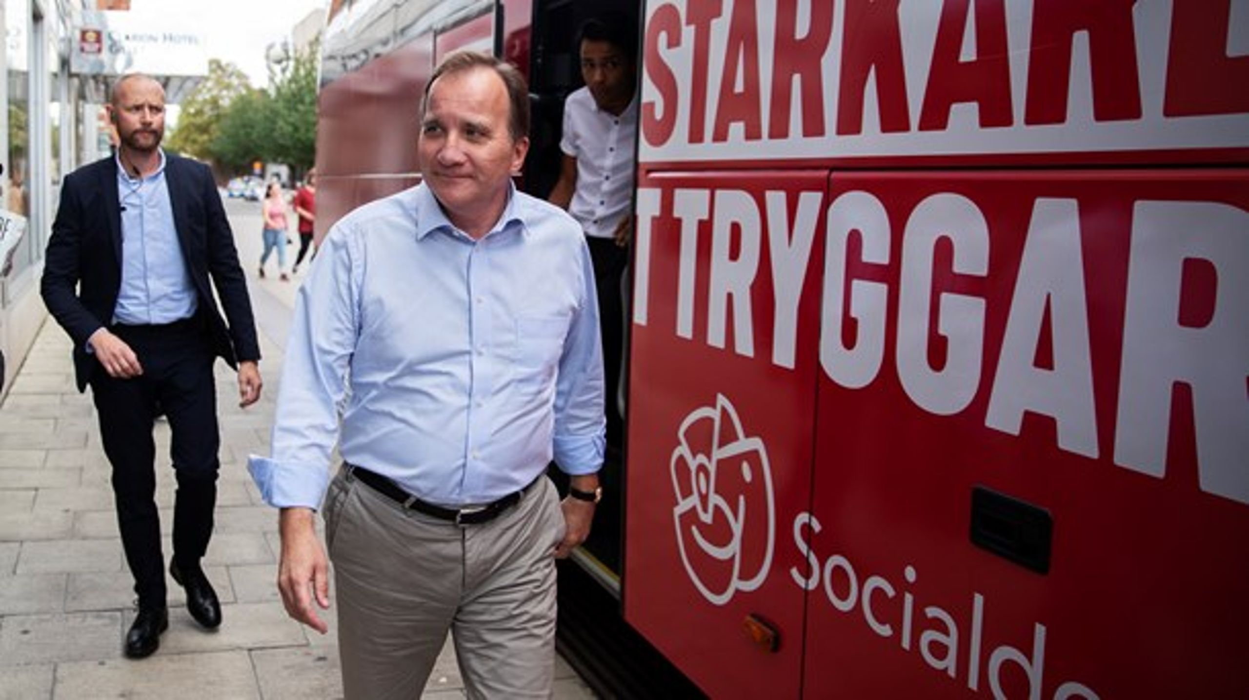 Sveriges statsminister, Stefan Löfven, har som Socialdemokraternes partileder meget på spil ved det svenske valg.