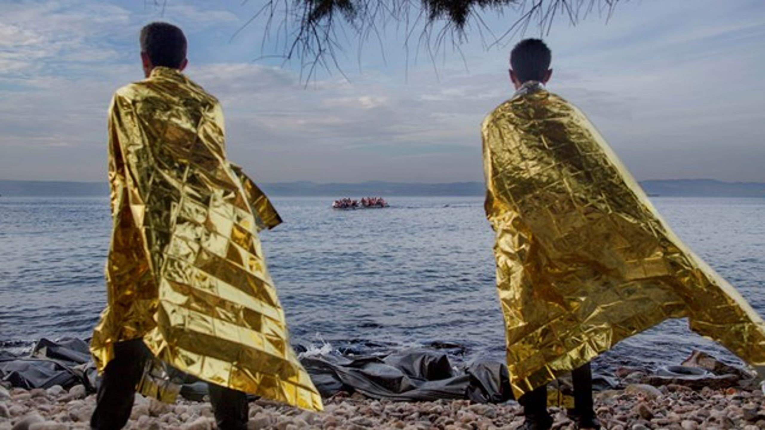 Syriske flygtninge ved den græske ø Lesbos.