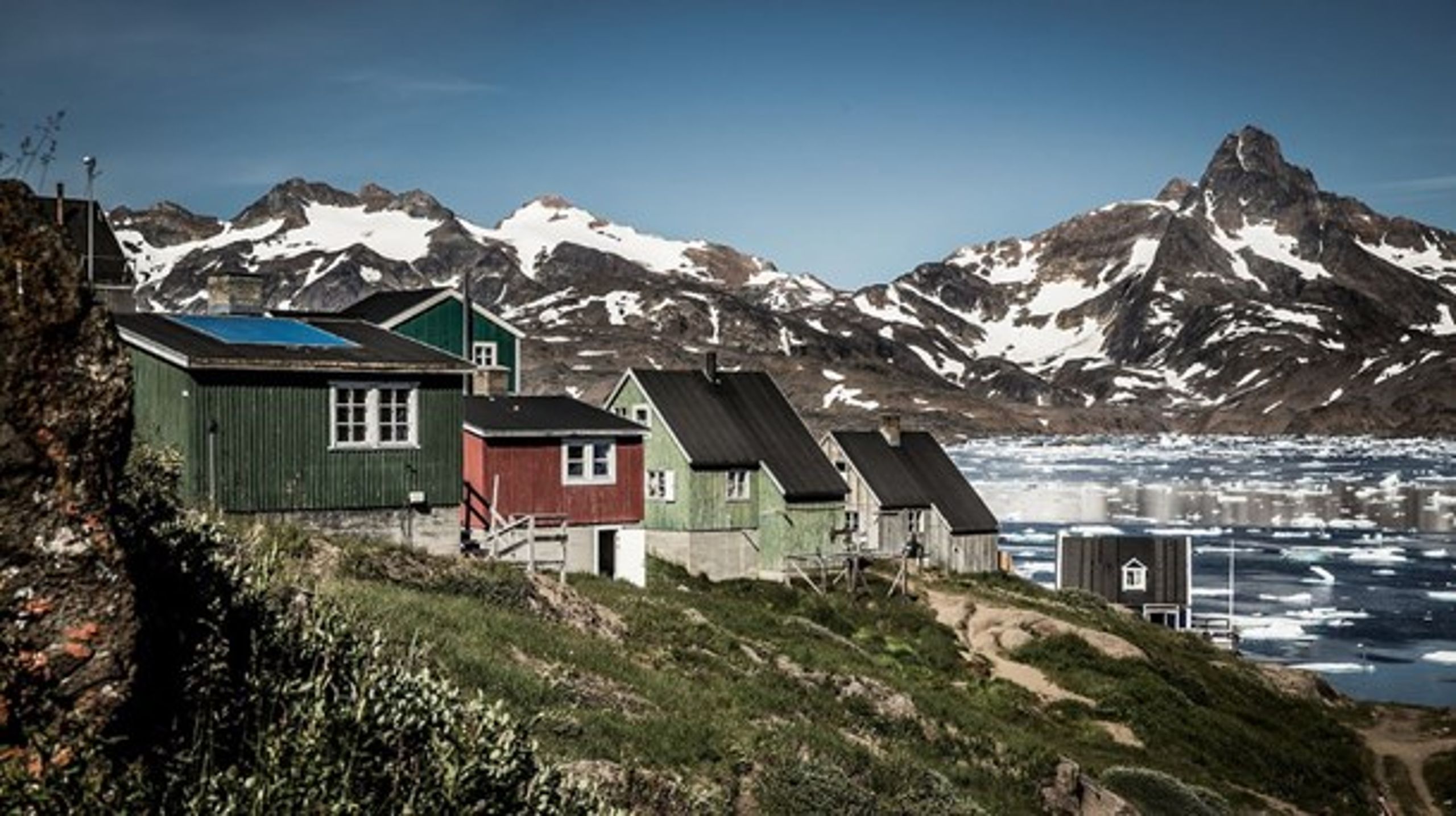 Huse i Tasiilaq i Østgrønland.