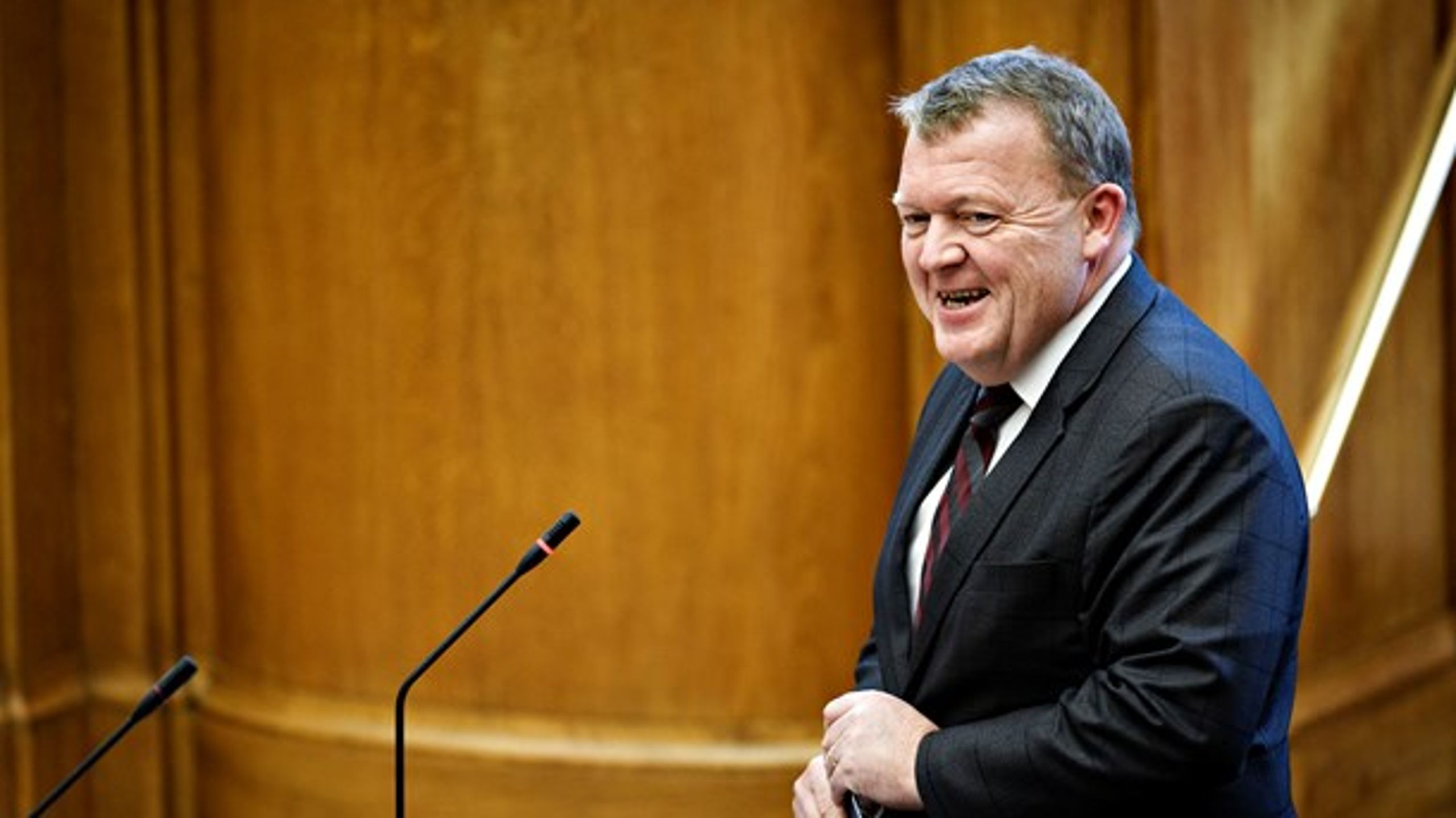 Statsminister Lars Løkke Rasmussen ved tirsdagens spørgetime i folketingssalen.
