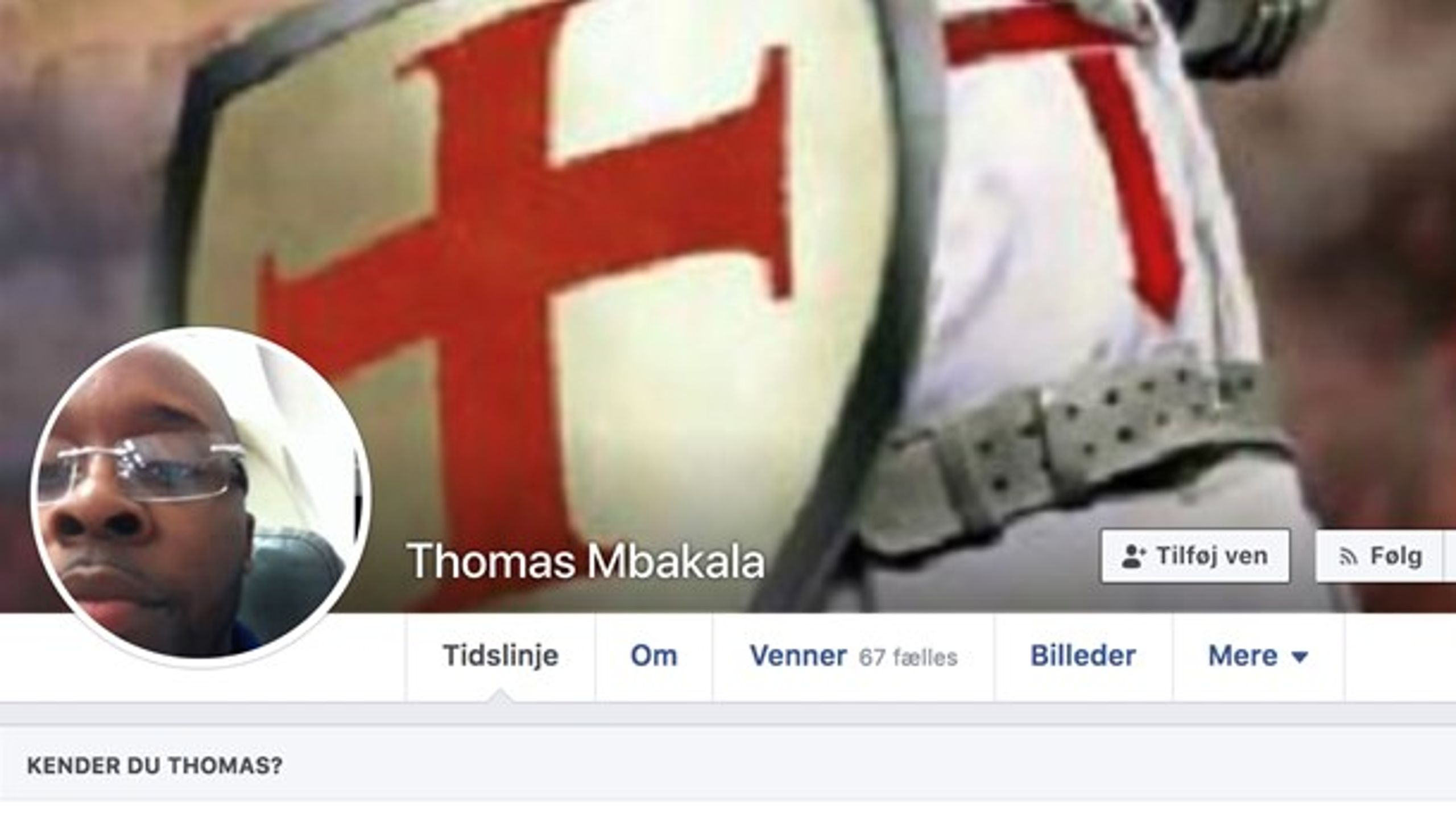 Thomas Mbkala er én af de mindst 16&nbsp;profiler, Udenrigsministeriet mistænker for at være falske&nbsp;og for at have delt budskaber og misinformation på Facebook om den danske tilslutning til en omstridt aftale om migration. Profilen er nu fjernet.