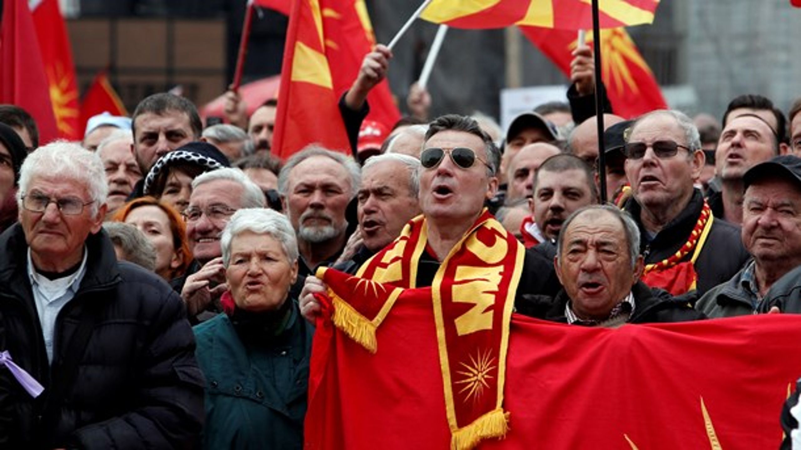 I både Nordmakedonien og Grækenland har demonstranter været på gaden i protest mod landets nye navn. (Foto: Boris Grdanoski/AP/Ritzau Scanpix).