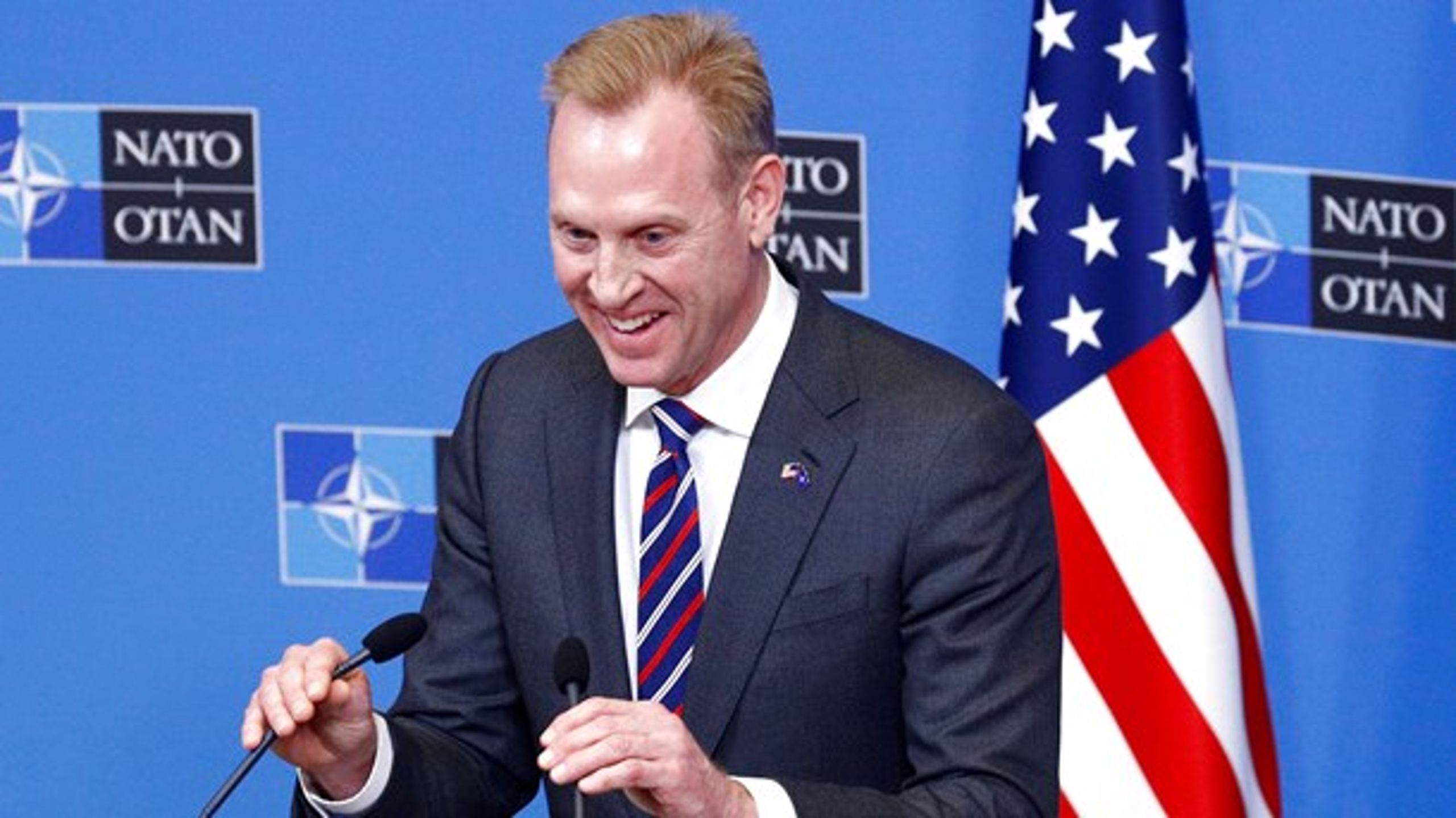 USA's nye fungerende forsvarsminister, Patrick M. Shanahan, glæder sig over stigende forsvarsbudgetter i Danmark og andre europæiske Nato-lande.