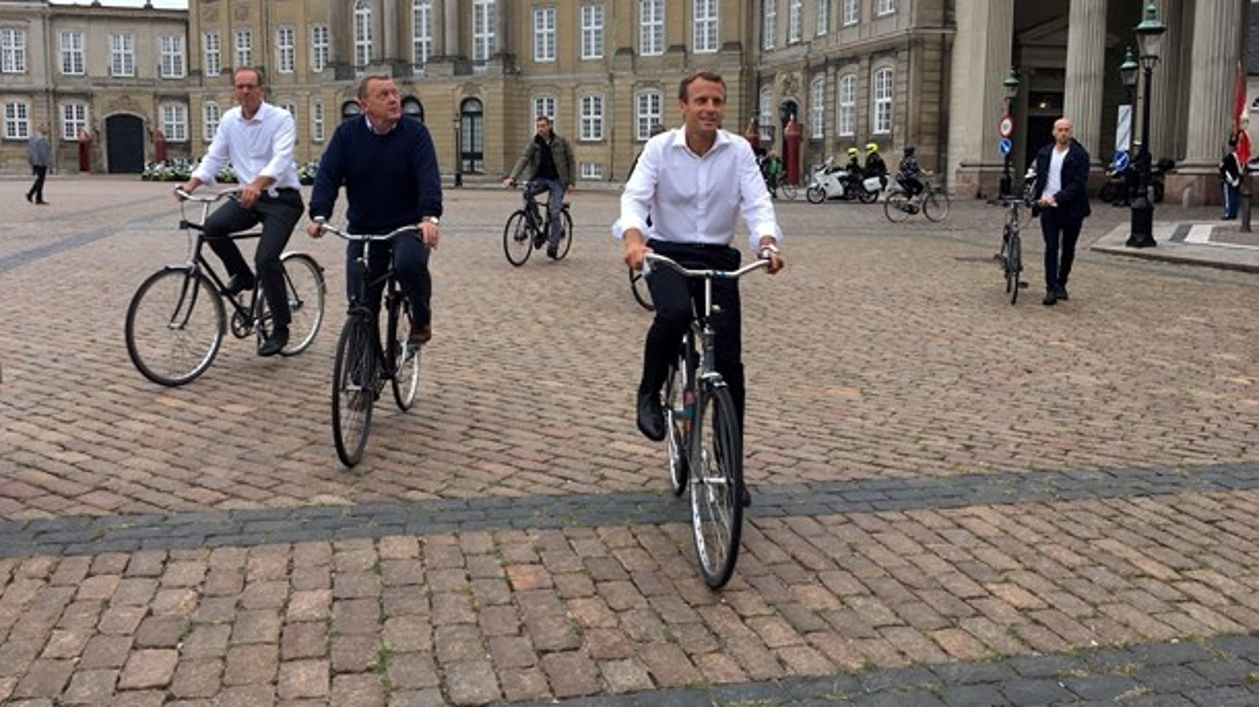 Under det franske statsbesøg i august 2018 tog statsminister Lars Løkke Rasmussen (V) den franske præsident Emmanuel Macron og direktøren for Tour de France, Christian Prudhomme, med på en cykeltur rundt i København.