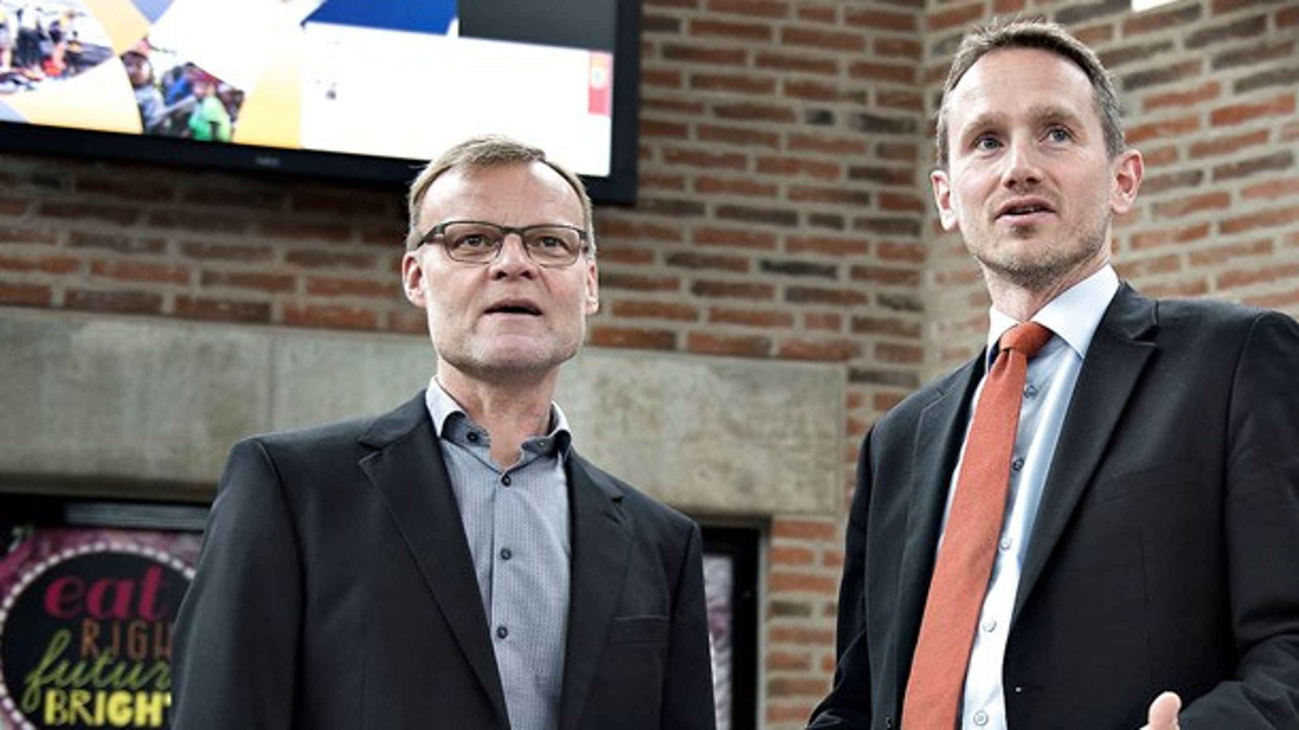 Rektor på AAU, Per Michael Johansen, sammen med finansminister Kristian Jensen (V) (Arkivfoto).&nbsp;