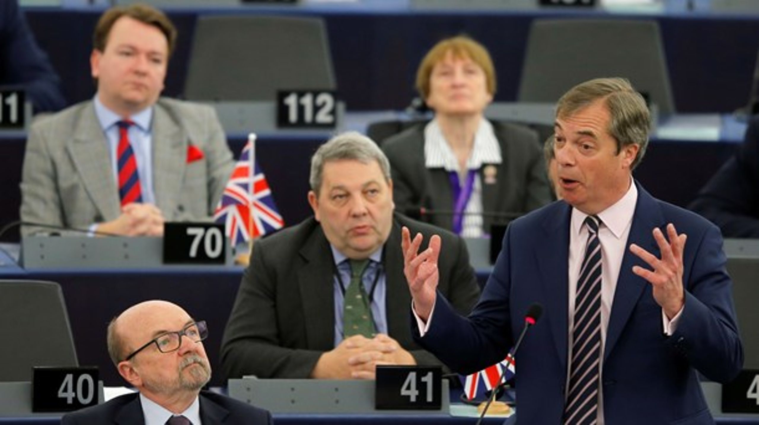 "Vil I virkelig have, at Storbritannien sender en masser leavere ned til Bruxelles, mens i forsøger at bekæmpe de populistiske kræfter, I ser sprede sig over hele kontinentet?" spurgte Nigel Farage, da EU-Parlamentet onsdag diskuterede mulighederne for en lang udsættelse af Brexit.&nbsp;