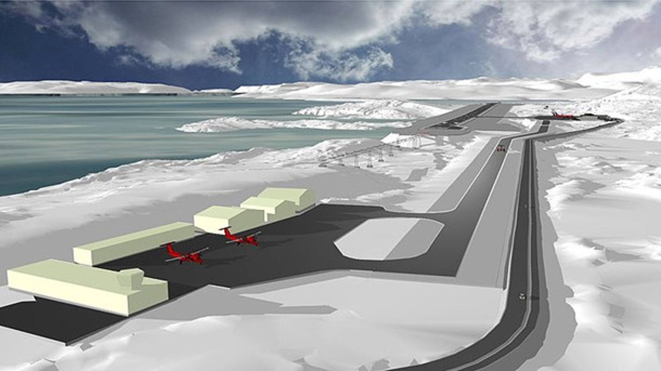 Illustration af den udvidede lufthavn i Ilulissat