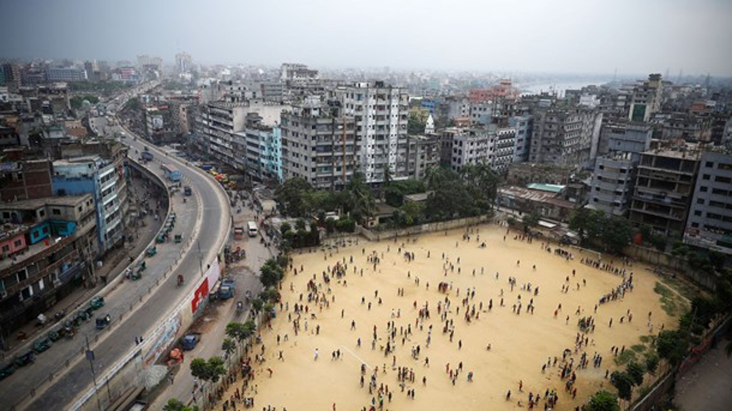 Luftfoto fra Dhaka, hovedstaden i Bangladesh.