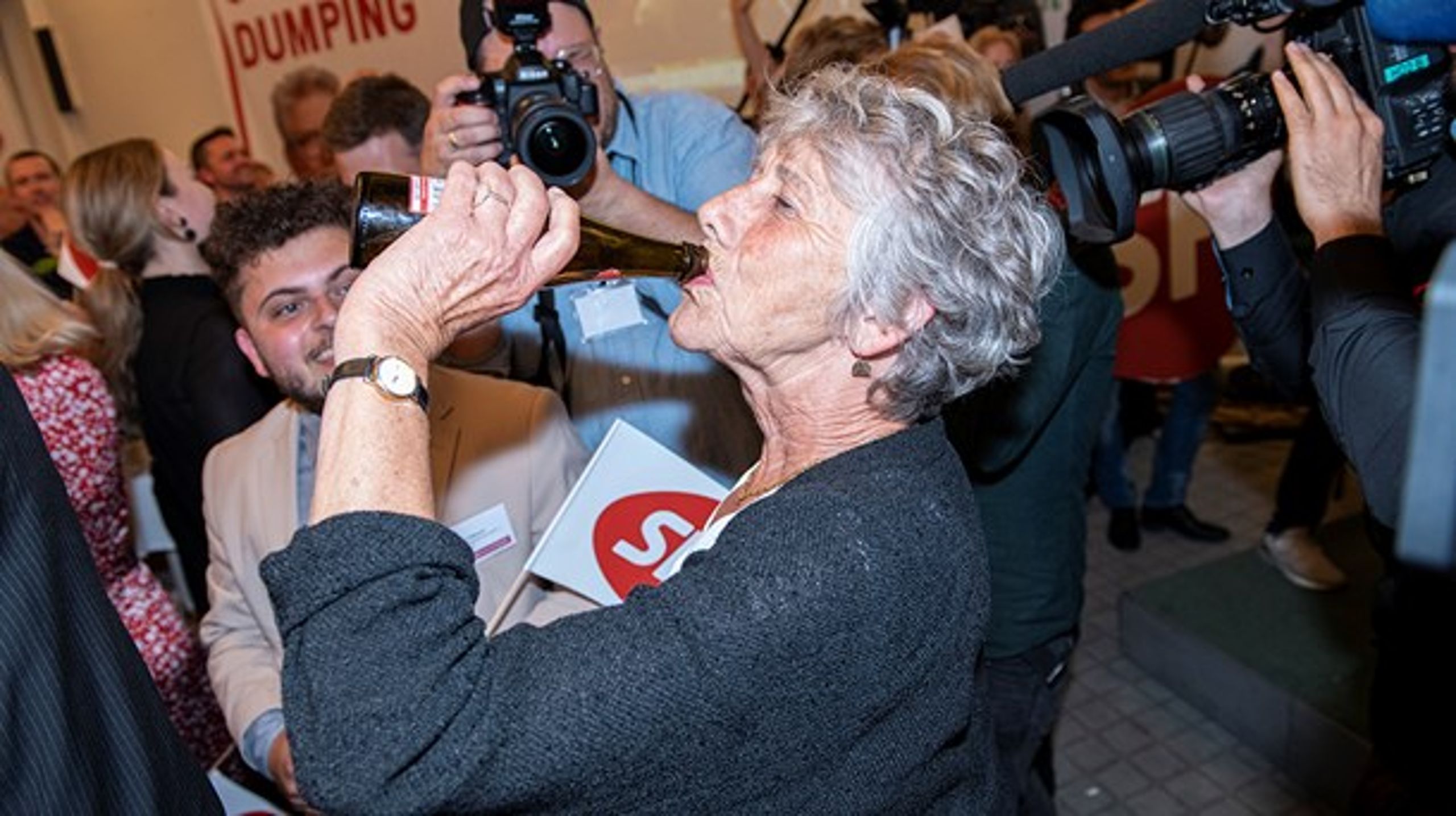 SF og partiets spidskandidat Margrete Auken endte som en af valgets helt store vindere. [Foto: Arthur J. Cammelbeeck]
