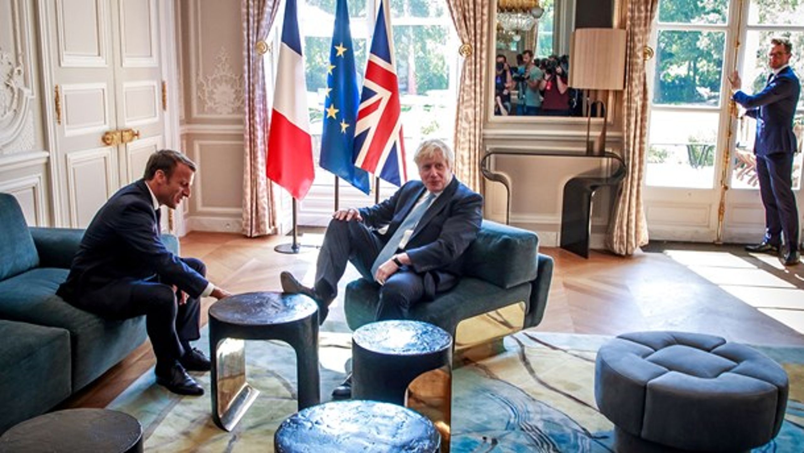 Frankrigs præsident, Emmanuel Macron (t.v.), advarede torsdag Storbritanniens nye premierminister, Boris Johnson, om at han ikke får nogen ny aftale om Brexit.