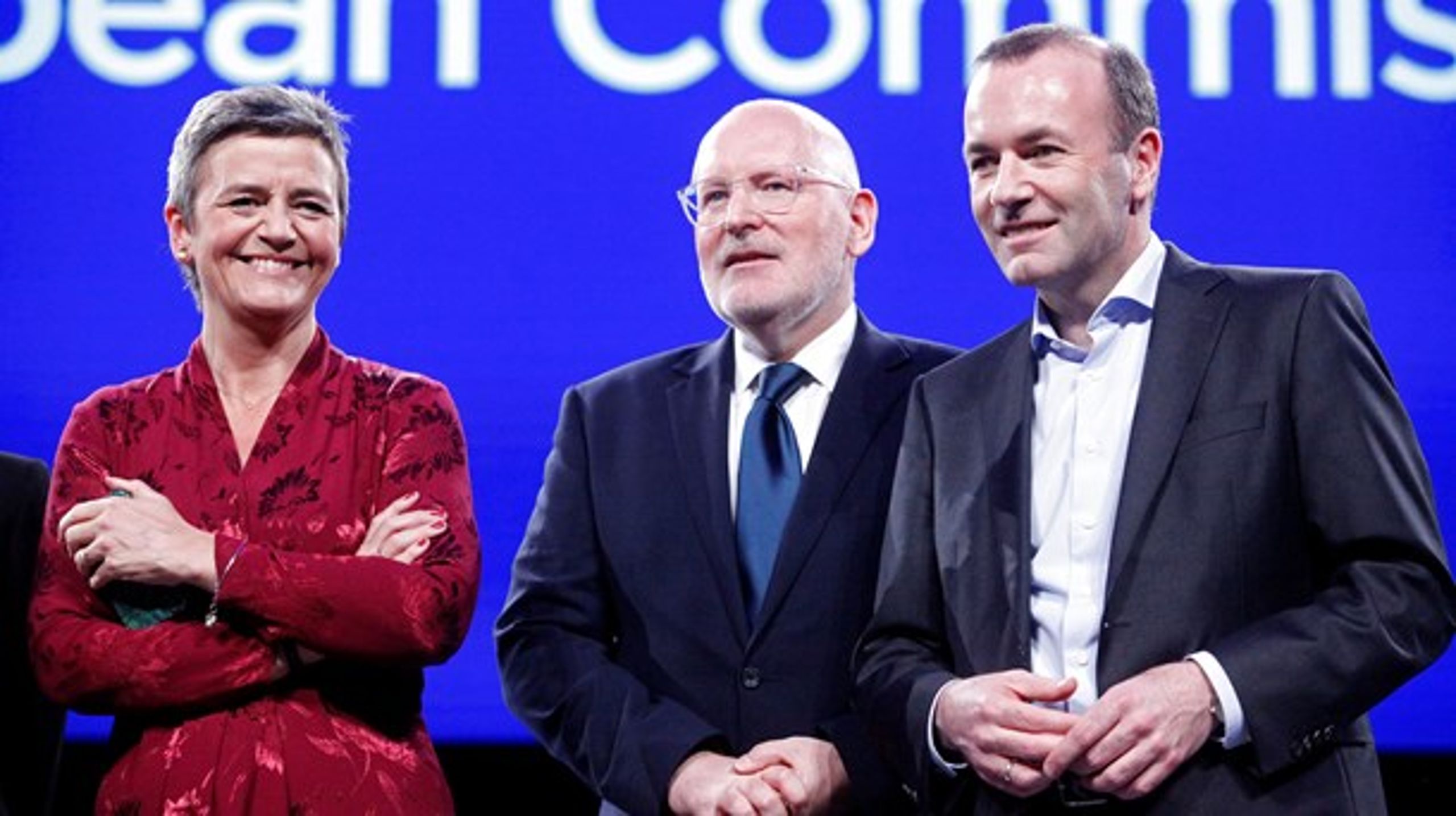 Tirsdag falder kommissær-kabalen i EU endeligt på plads. Rygterne vil vide, at hollandske Frans Timmermans (i midten) bliver næstformand med ansvar for klimapolitik.