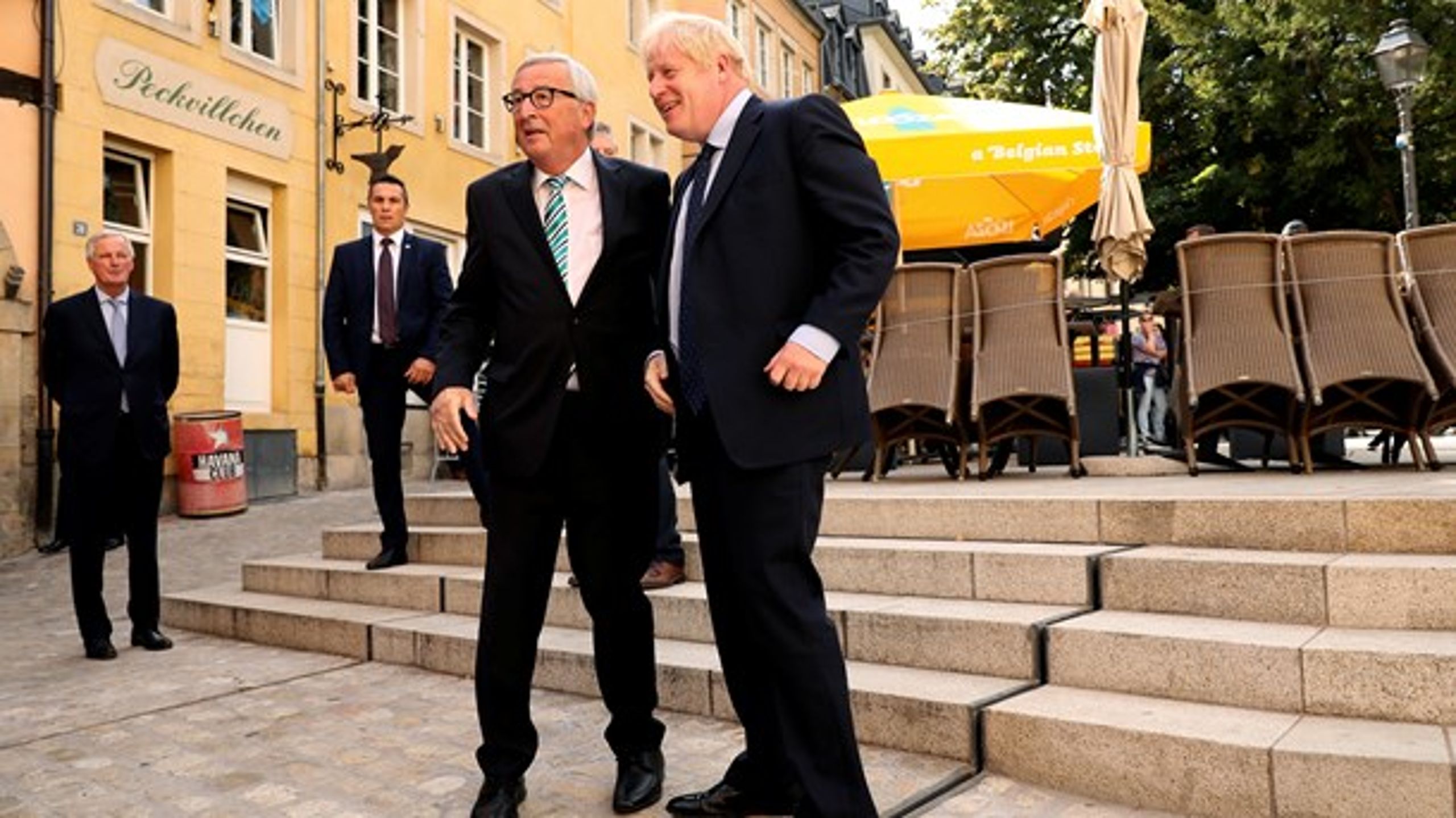 EU's Brexitforhandler Michel Barnier (yderst til venstre) og Storbritanniens Brexit-minister Stephen Barclay deltog også i mødet.