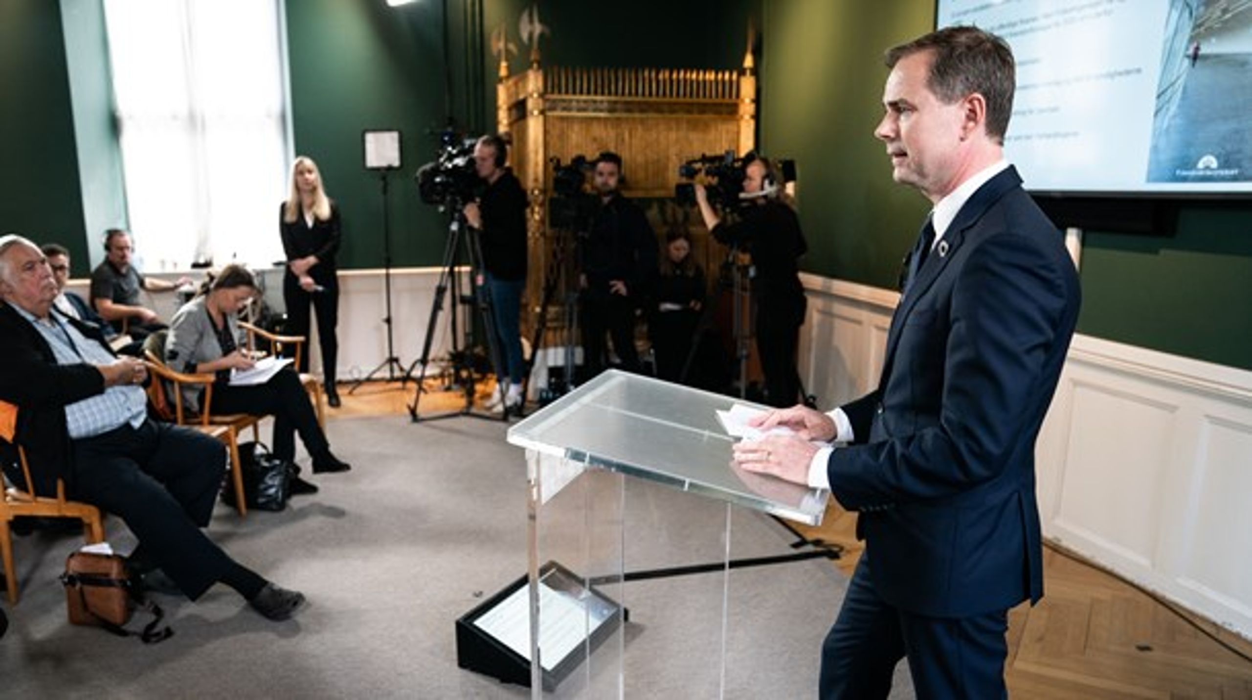 Finansminister Nicolai Wammen (S) præsenterede finanslovsforslaget på et pressemøde onsdag klokken 12.