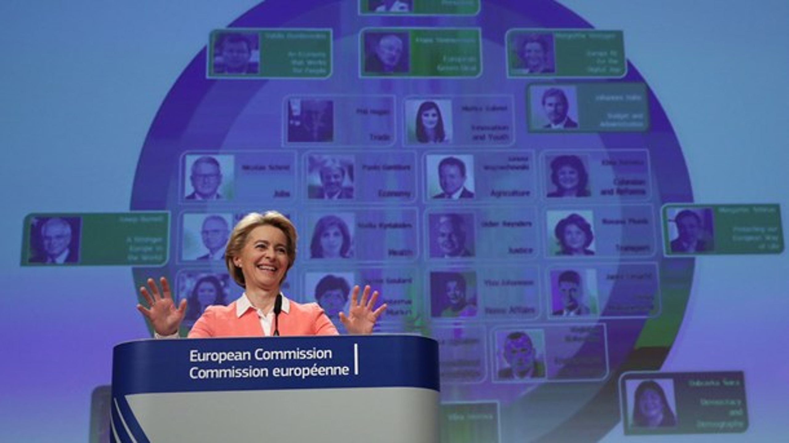 Ursula von der Leyen præsenterer sit bud på en kommende EU-Kommission.