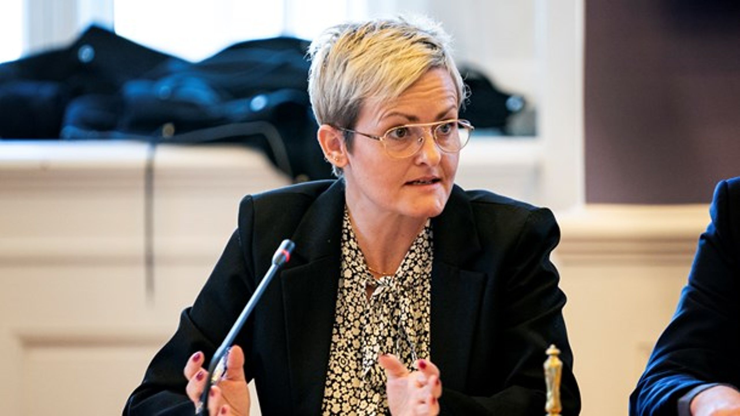 Børne- og undervisningsminister Pernille Rosenkrantz-Theil i samråd om at sikre, at kommunerne overholder loven i forhold til antallet af elever i hver skoleklasse.