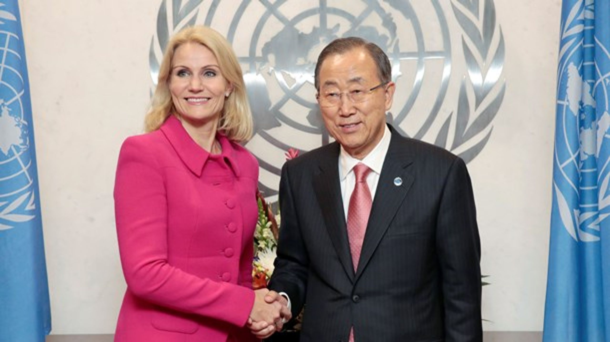 Helle Thorning-Schmidt sammen med den tidligere FN-generalsekretær Ban Ki-moon.