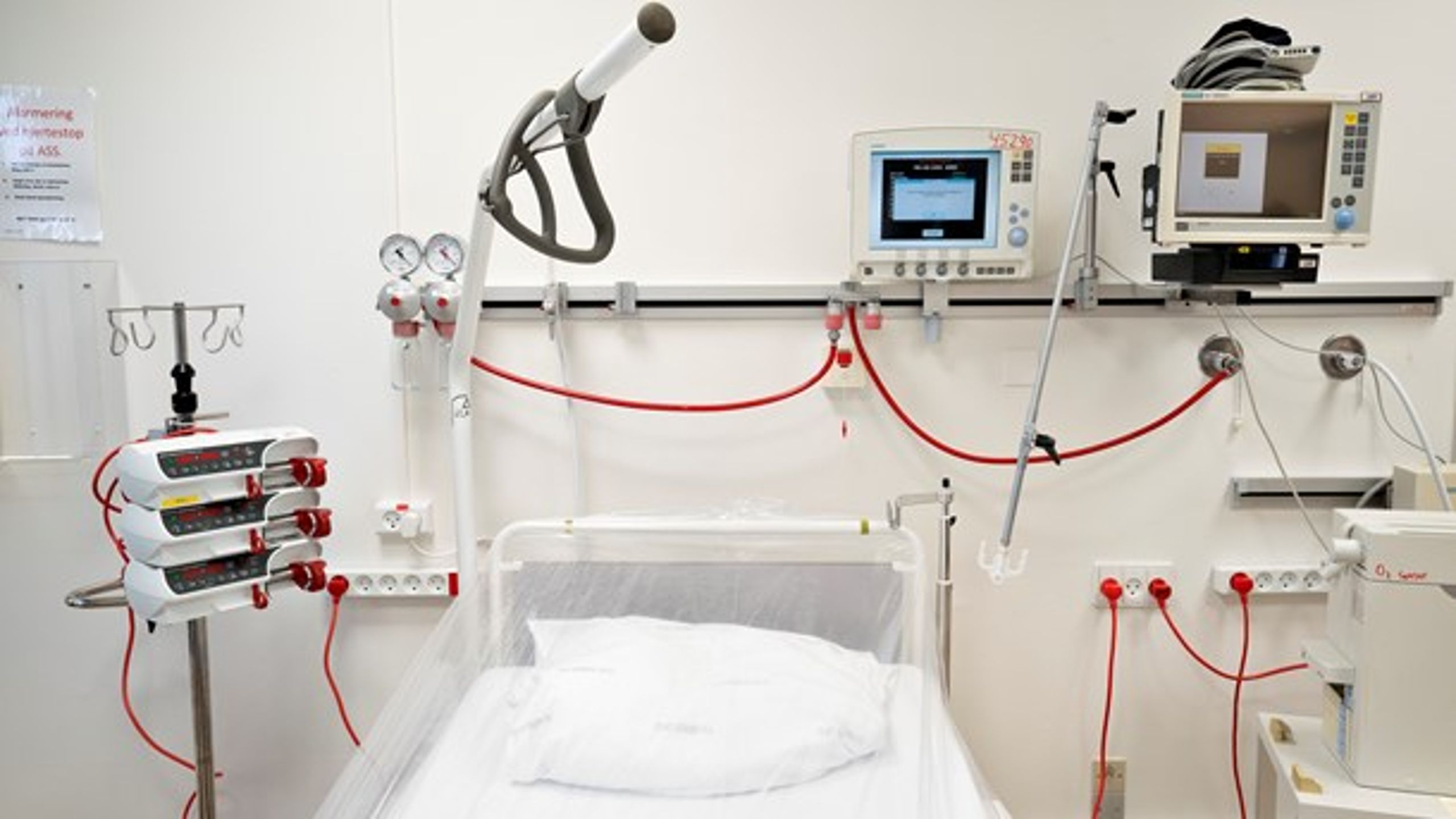 En intensivstue på den nye pandemiafdeling på Aalborg Universitetshospital står klar til en coronapatient.