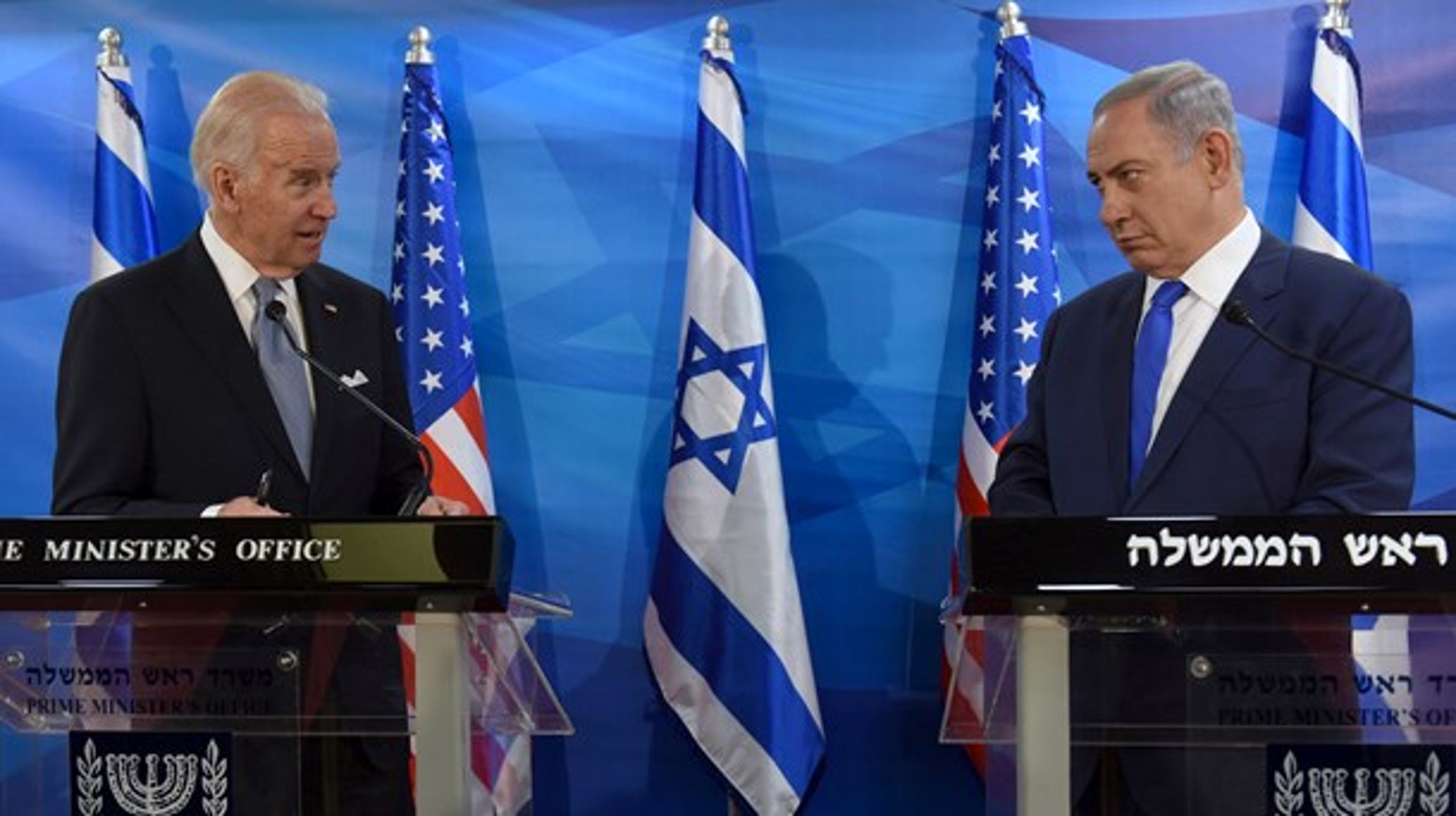 Her mødes daværende vicepræsident Joe Biden med Israels premierminister Benjamin Netanyahu. De to kommer formentlig til at se mere til hinanden i fremtiden.