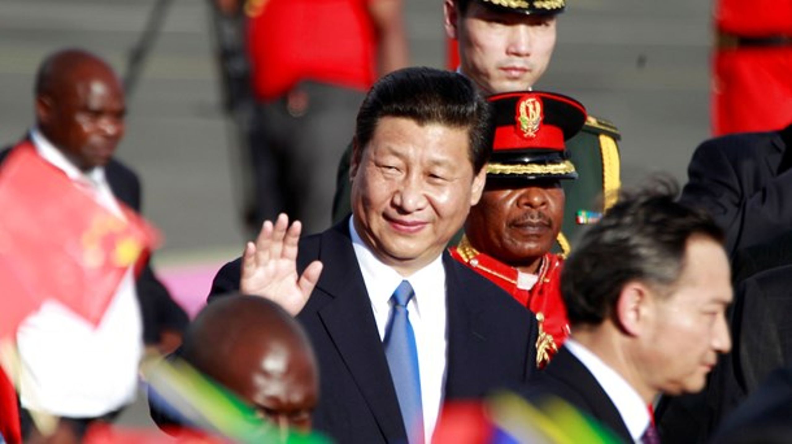 Kinas præsident, Xi Jinping, i lufthavnen i Dar es Salaam, Tanzania, tilbage i 2013.