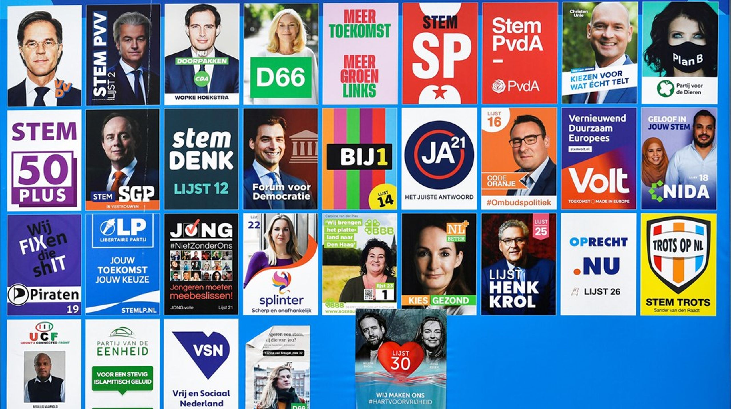 Der er mildest talt partier nok at vælge imellem ved det hollandske valg.