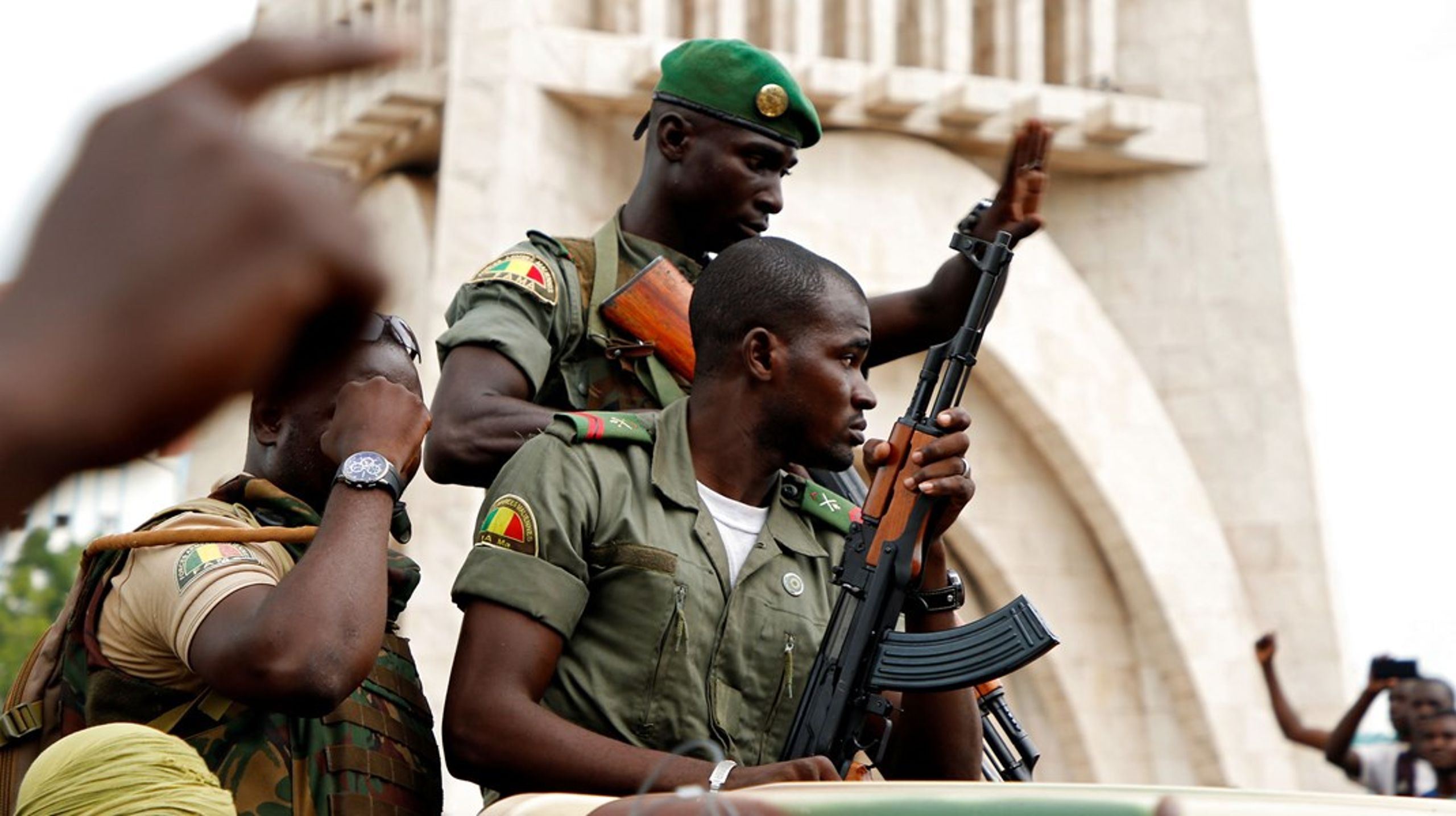 Soldater i Malis hovedstad Bamako efter militærkuppet i august 2020.