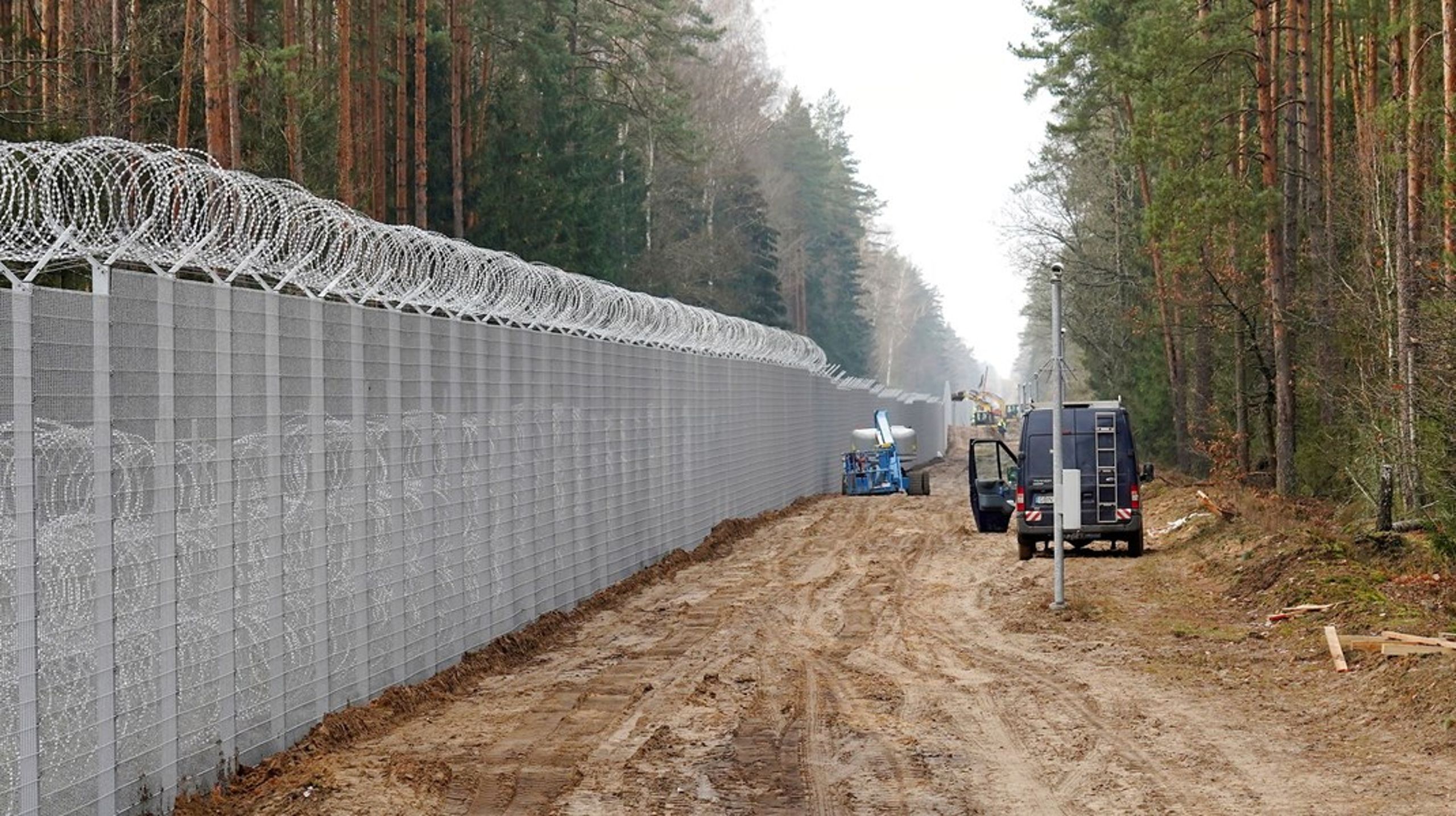 Litauen bygger en fire meter høj mur ved grænsen til Belarus. 4. november, 2021.