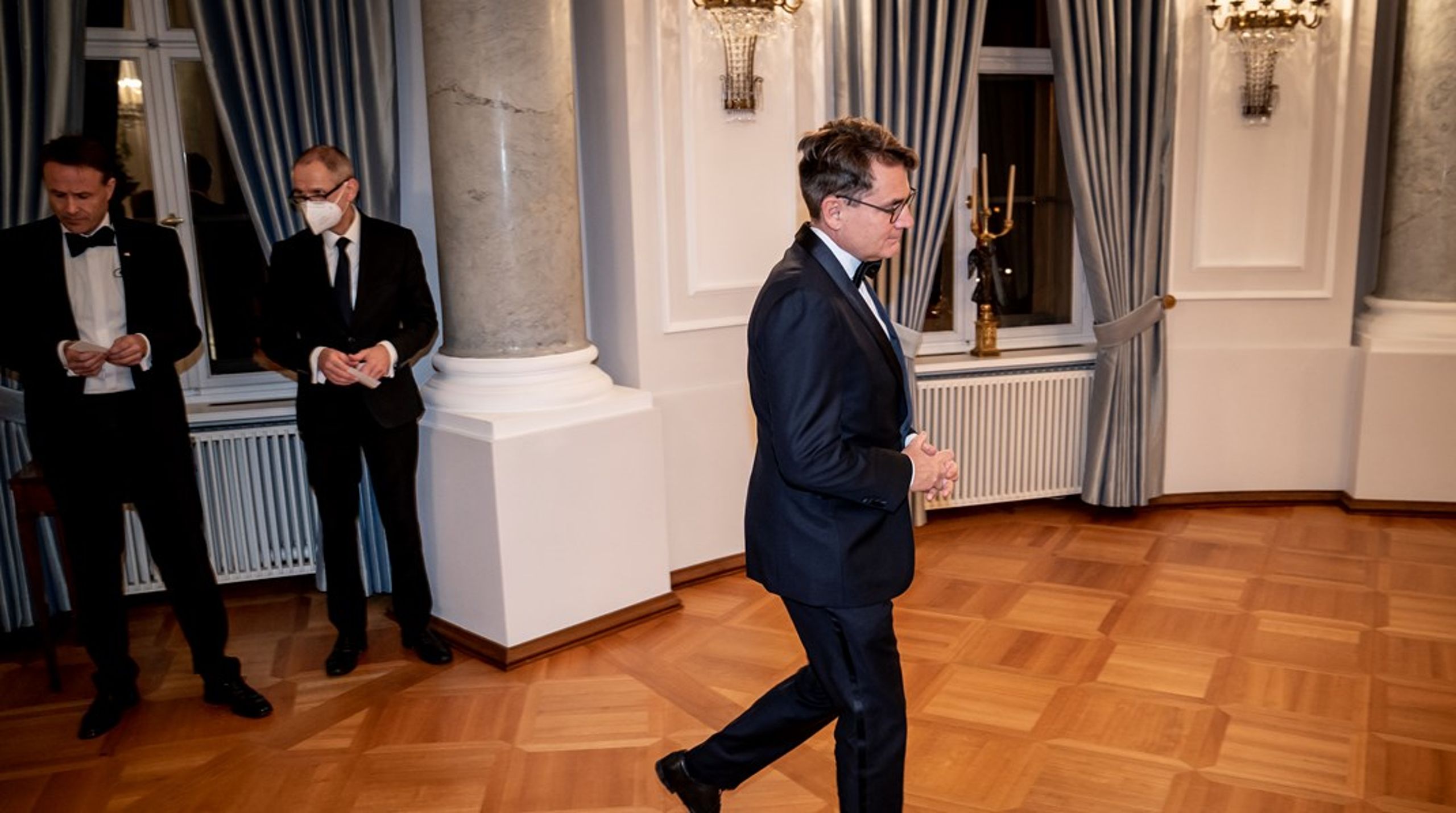 Brian Mikkelsen før statsbanket&nbsp;med Tysklands præsidentpar Frank-Walter Steinmeier og Elke Büdenbender på Schloss Bellevue i Berlin, onsdag 10. november 2021.<br>