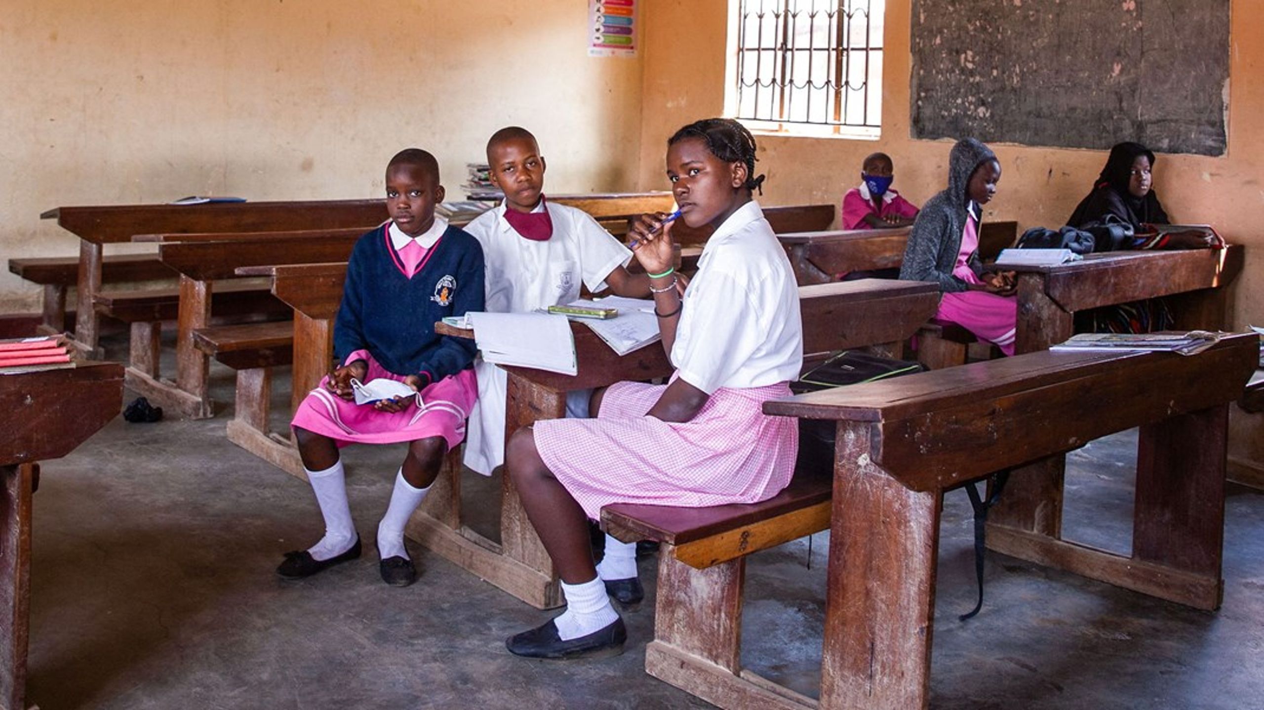 Skolerne i&nbsp;Uganda er netop genåbnet efter at have været lukket i næsten to år. Mbale, Uganda, januar, 2022.