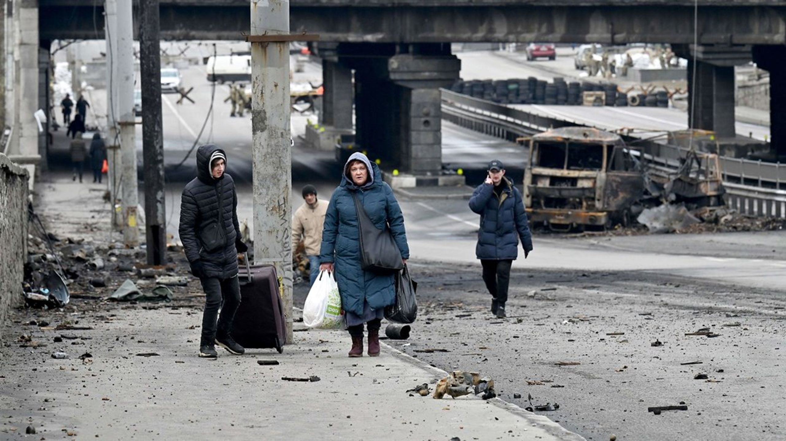 Mere end 1,2 millioner mennesker har flygtet fra Ukraine siden Ruslands invasion i slutningen af februar. Kyiv, Ukraine, 4. marts, 2022.