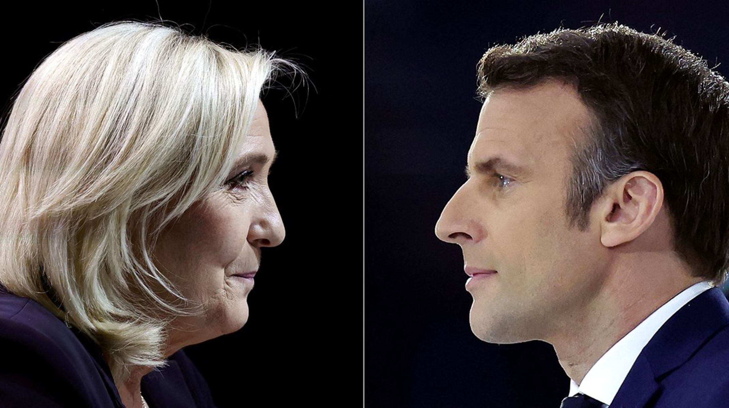Får Emmanuel Macron lov til at blive i Élysée-palæet, eller må han overdrage nøglerne til Marine Le Pen? Det afgør de franske vælgere søndag.