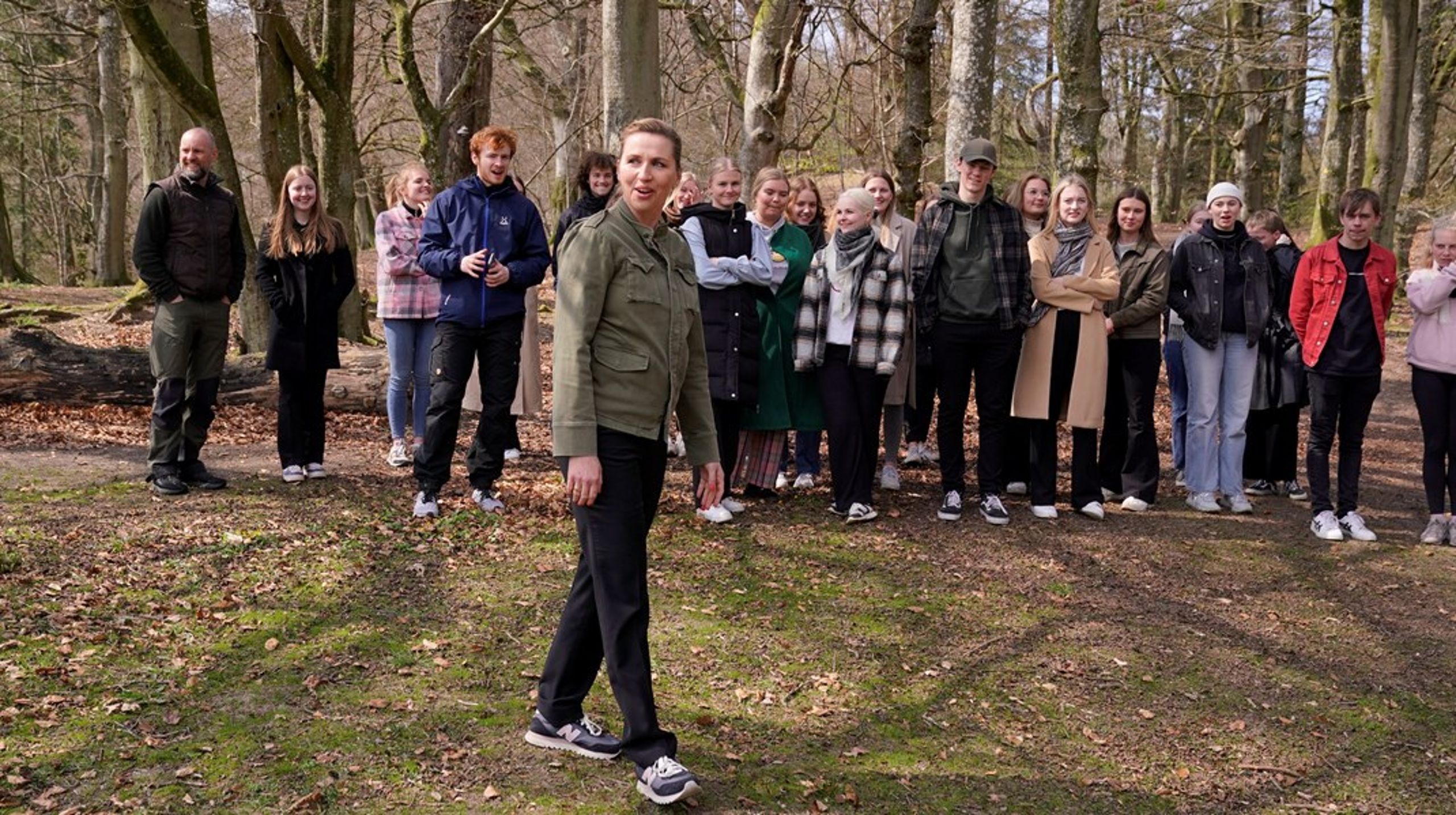 Statsminister Mette Frederiksen besøger den kommende naturnationalpark i Fussingsø i Randers i april 2021.<br>