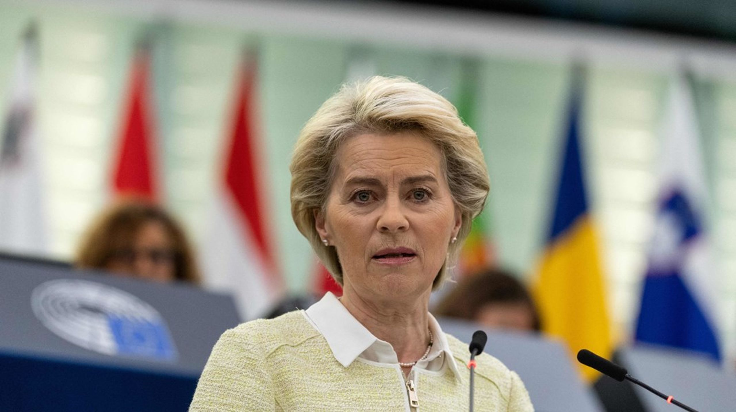 I Europa-Parlamentet i Strasbourg slog kommissionsformand Ursula von der Leyen fast, at EU skal være uafhængig af russisk olie inden årets udgang.