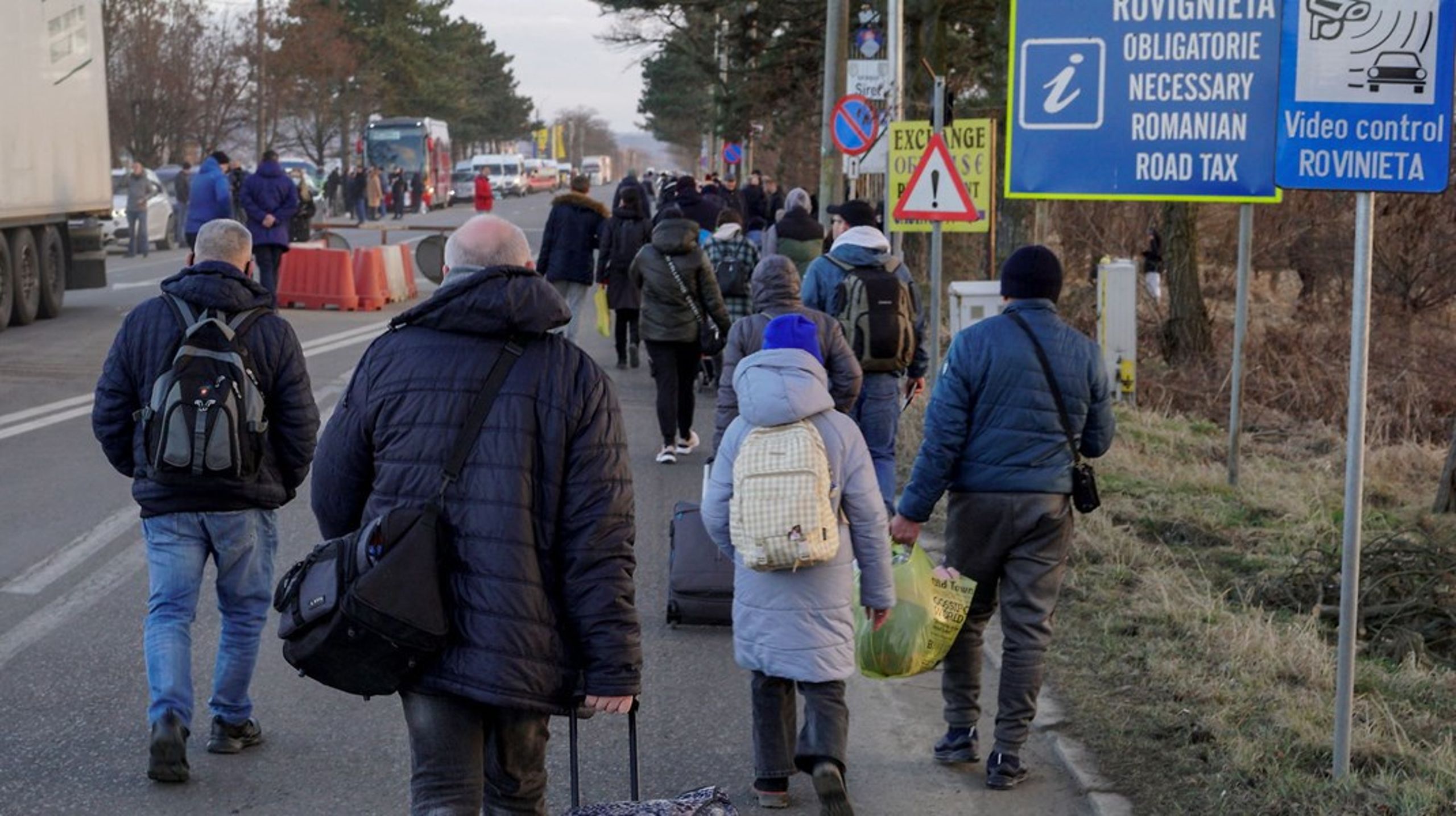Ukrainske flygtninge ved den rumænske grænse. Krigen på Europas dørtrin har været med til at ændre stemningen omkring optagelsen af lande som Rumænien i EU's Schengen-grænsesamarbejde.
