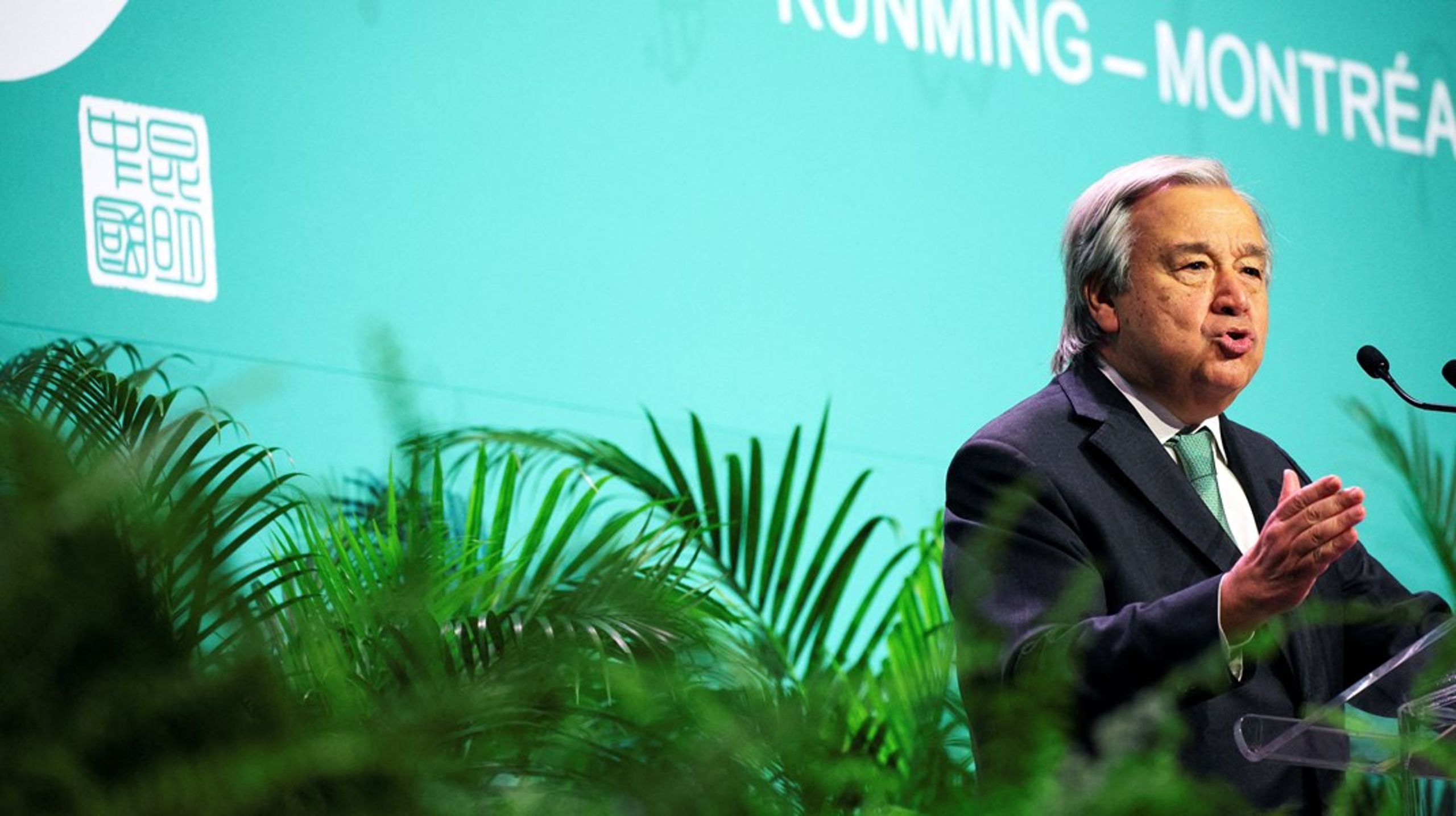 FN's generalsekretær António Guterres taler ved åbningen af biodiversitetstopmøde - Cop15 - i Montreal.
