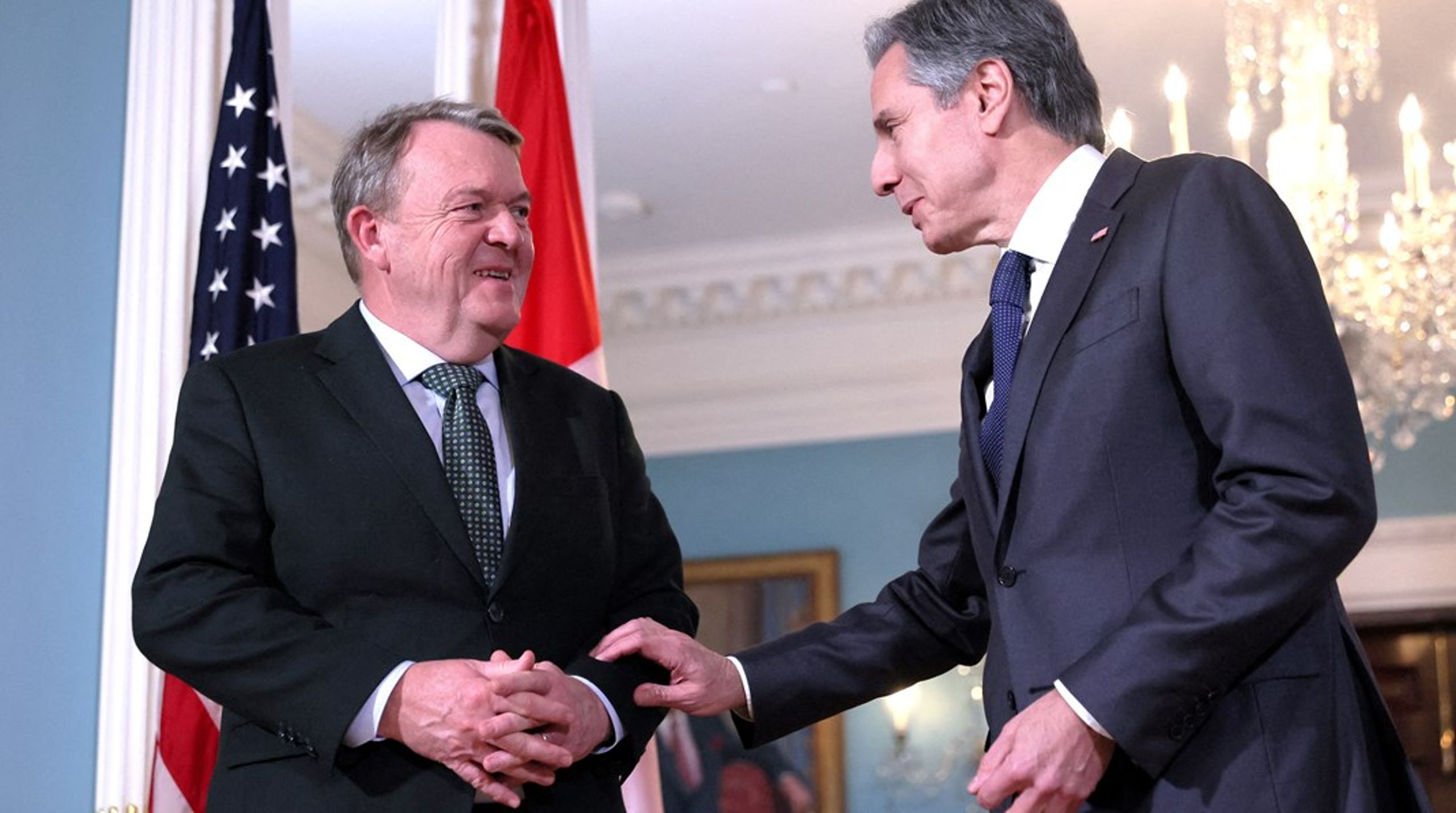 Udenrigsminister Lars Løkke Rasmussen (M) har haft travlt på det sidste med besøg i Polen, Tyskland og her, hos sin amerikanske kollega Antony Blinken.&nbsp;