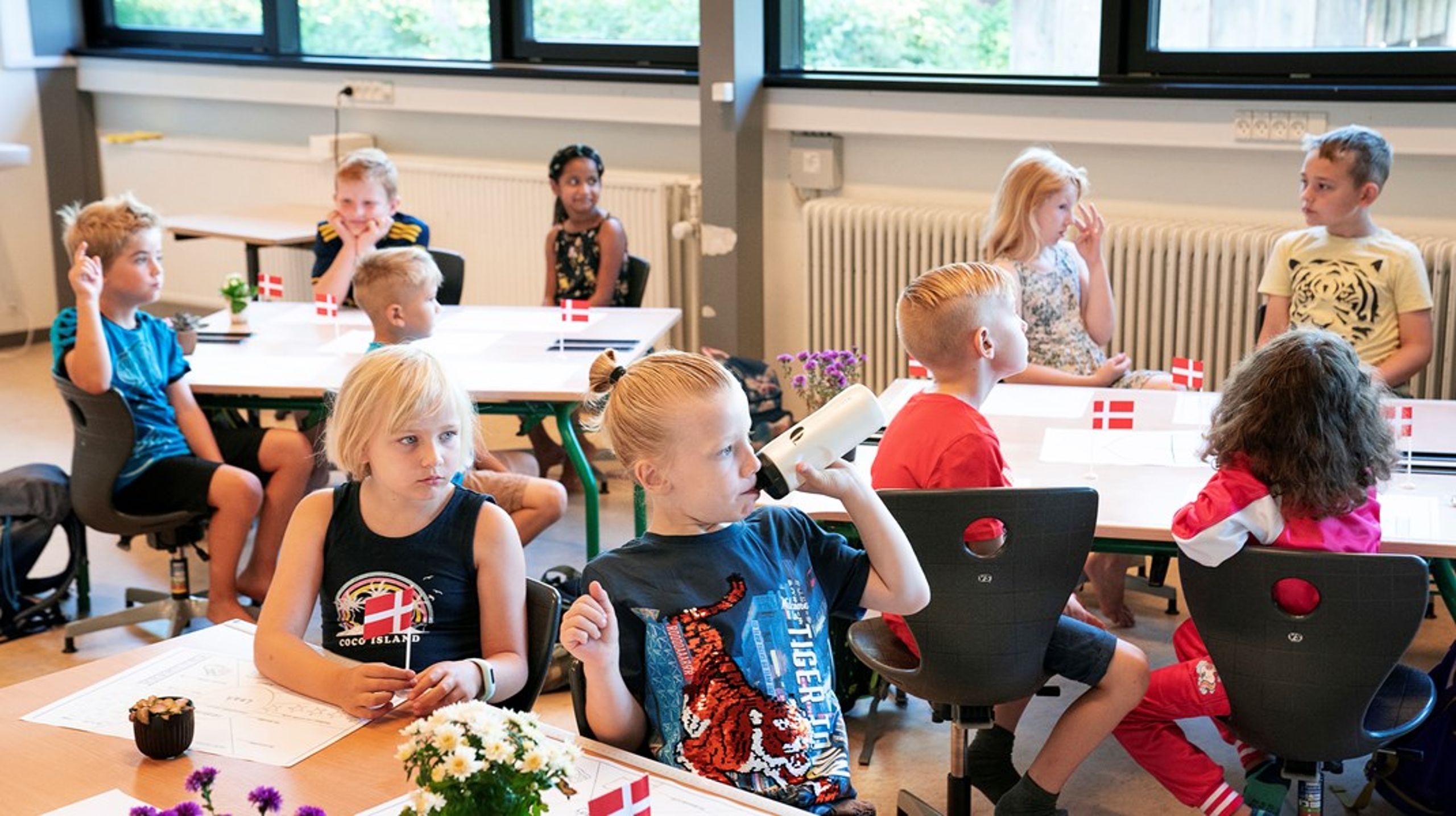 Skolestart på en folkeskole i Tølløse, som ligger i Holbæk, hvor 32 procent af kommunens skolebørn går i fri- eller privatskole. Skoleudvalget har i øvrigt netop besluttet at lukke en folkeskole med kun 17 børn.