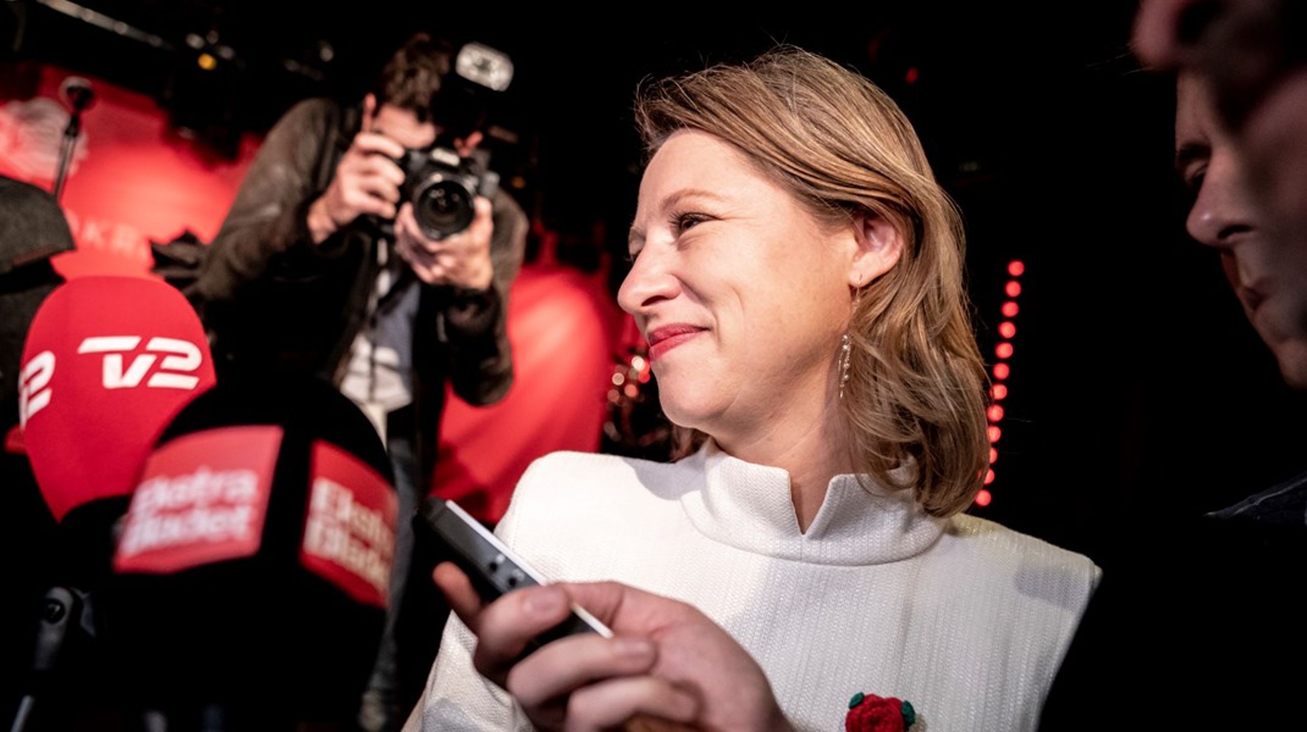 Sophie Hæstorp Andersen under valgfest hos Socialdemokratiet efter kommunalvalget i 2021.&nbsp;