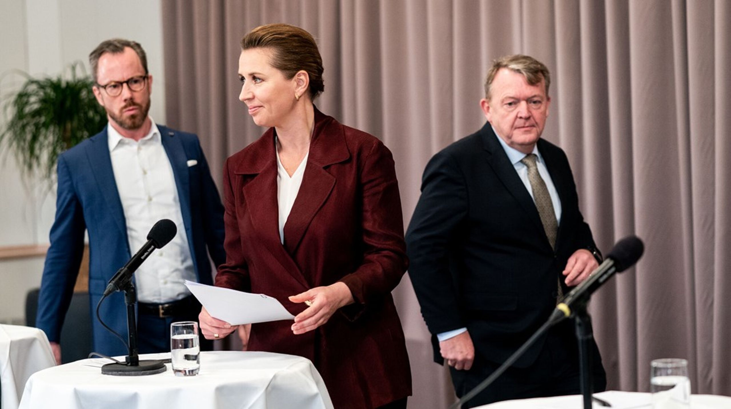 De tre partiledere i regeringen, Mette Frederiksen (S), Jakob Ellemann-Jensen (V) og Lars Løkke Rasmussen (M), har i et interview med Berlingske præsenteret&nbsp;fire overskrifter, der vil være styrende for arbejdet det kommende år.
