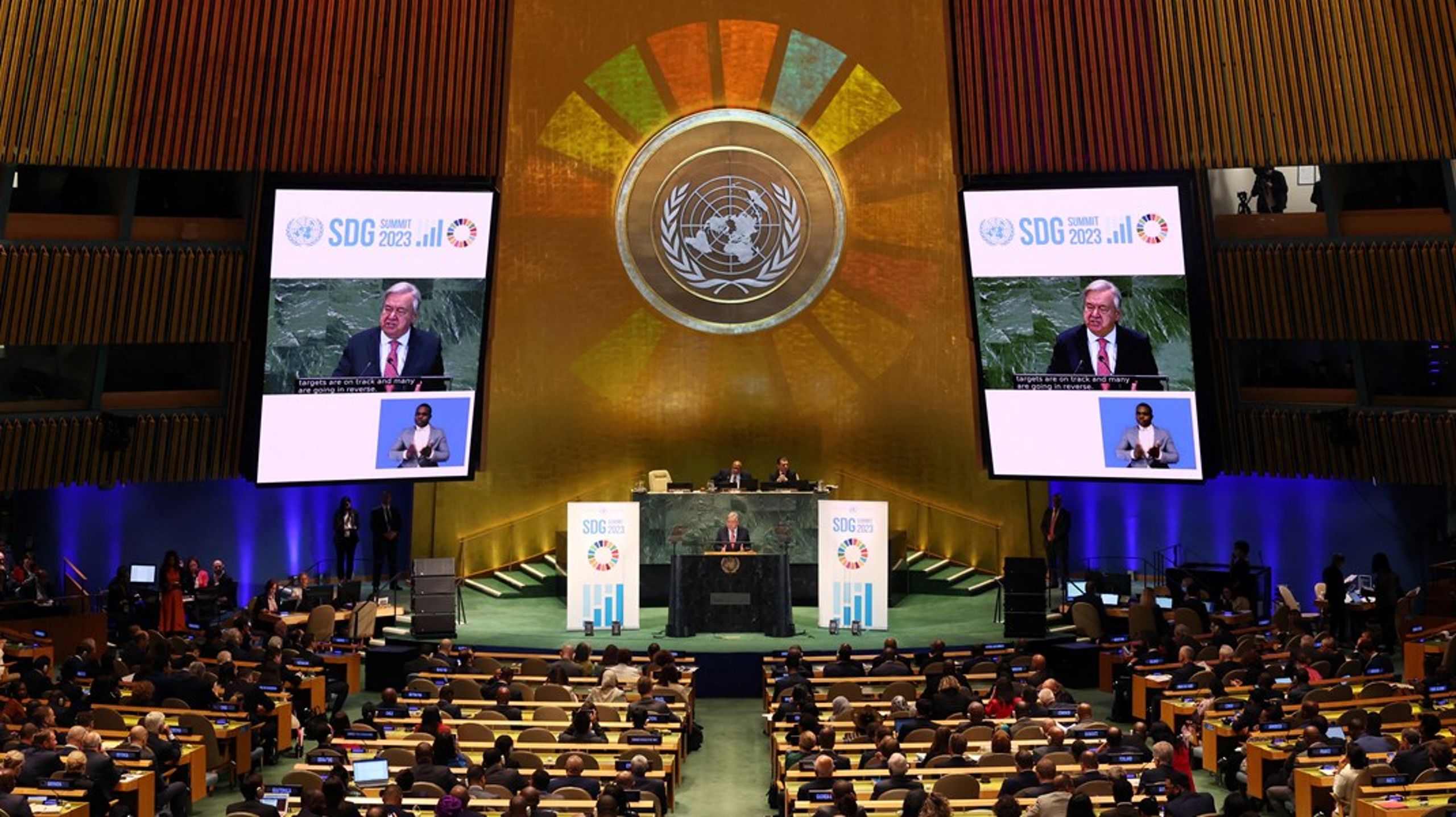 ”Kun 15 procent af målene er på rette spor, og mange af dem går i den gale retning,” sagde FN’s generalsekretær António Guterres, ved åbningen af FN's generalforsamling.&nbsp;