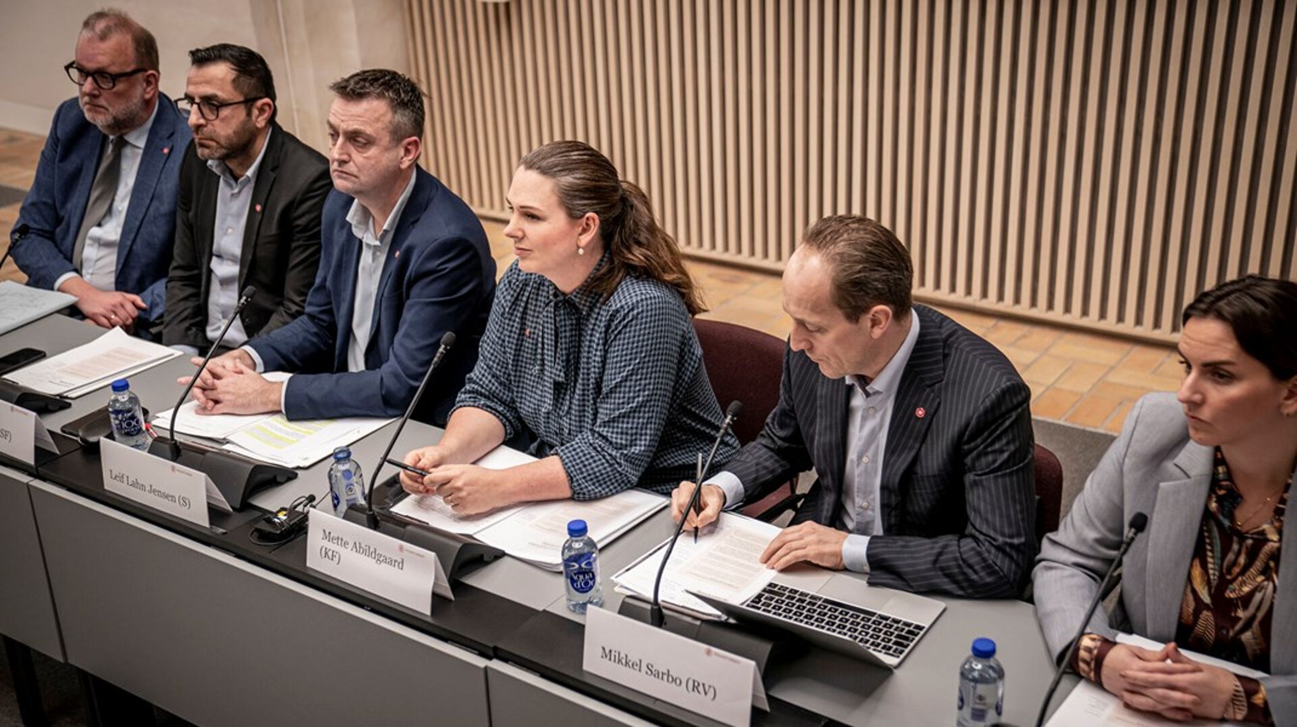 De seks udpegede statsrevisorer er Lars Christian Lilleholt (V), Serdal Benli (SF), Leif Lahn Jensen (S), Mette Abildgaard (K), Mikkel Irminger Sarbo (R) og Monika Rubin (M).