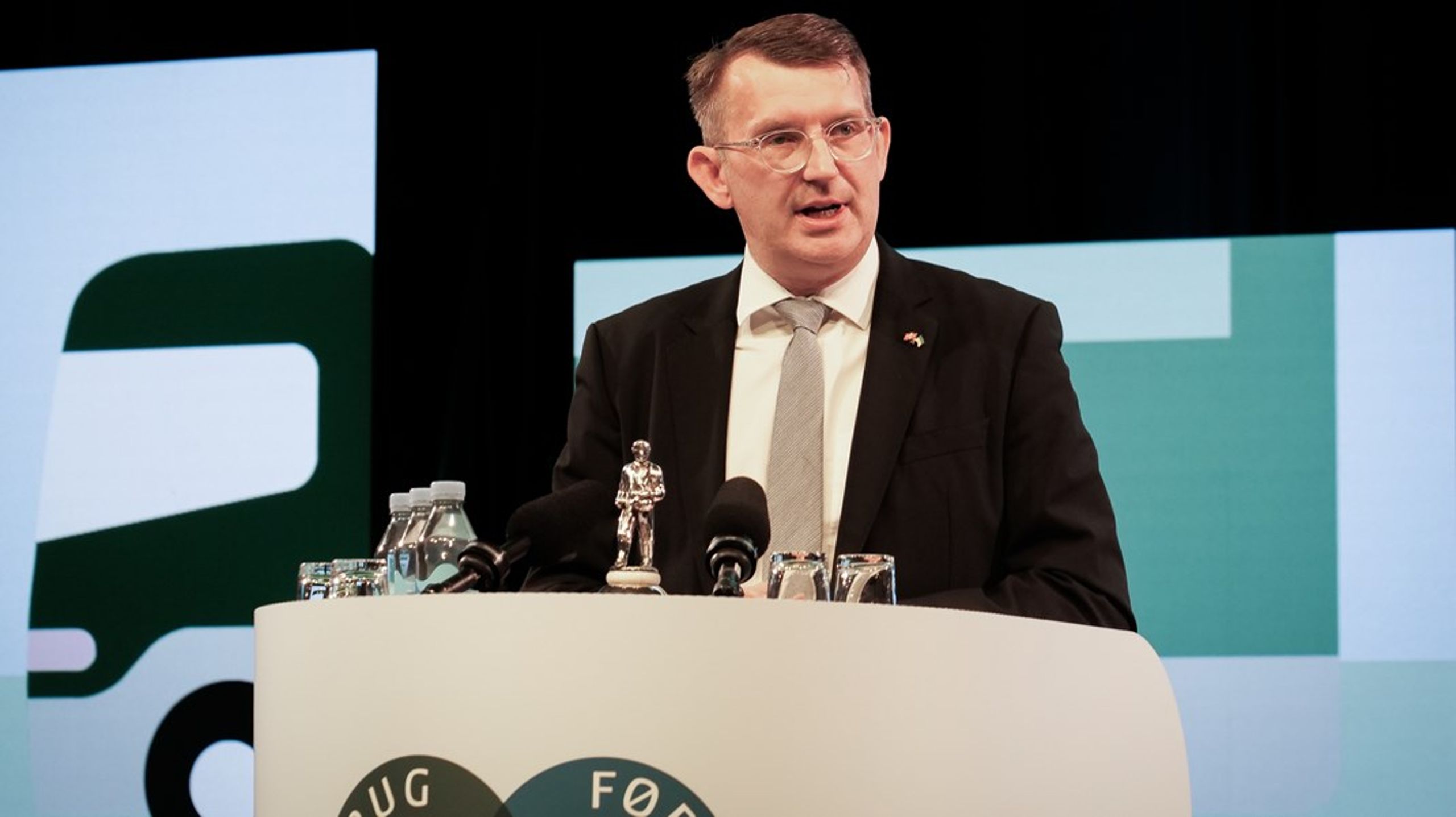 Økonomi- og forsvarsminister, Troels Lund Poulsen (V), taler til Landbrug &amp; Fødevarers delegeretmøde 2023.