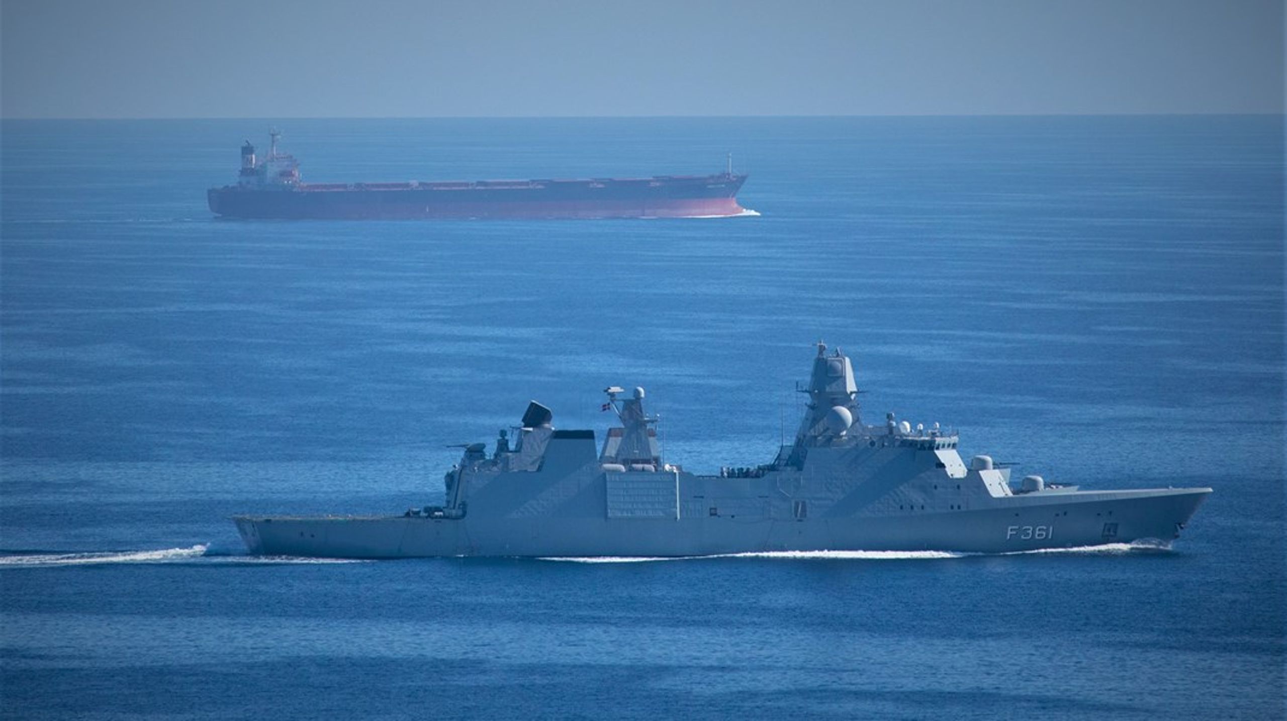 Fregatten Iver Huitfeldt i Hormuz-strædet i oktober 2020. Nu skal fregatten måske snart igen afsted til Mellemøstens vande.