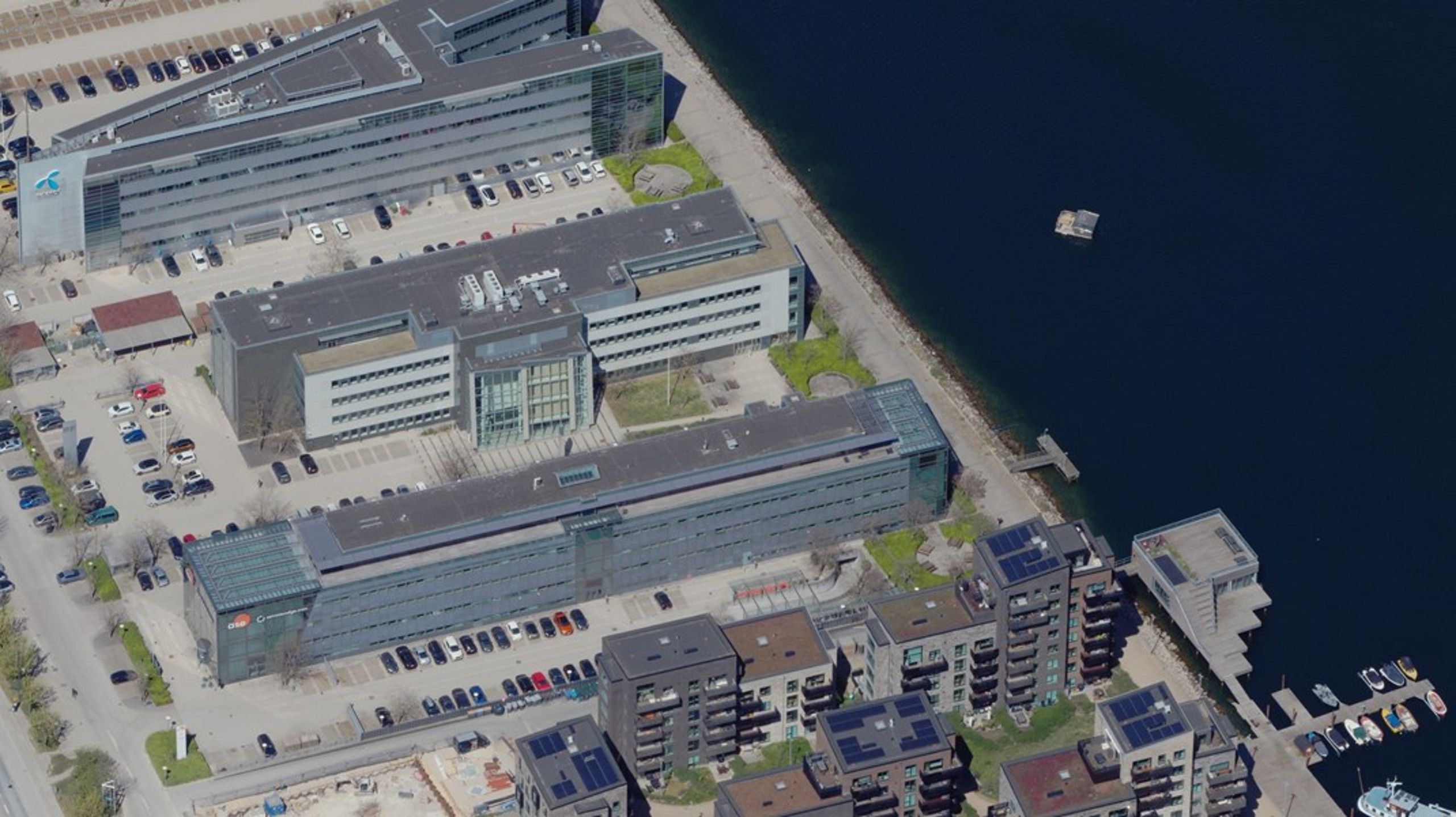 Luftfoto over det område i Sydhavnen, hvor Bygningsstyrelsen er ved at købe en ejendom til brug for Rigspolitiet.&nbsp;
